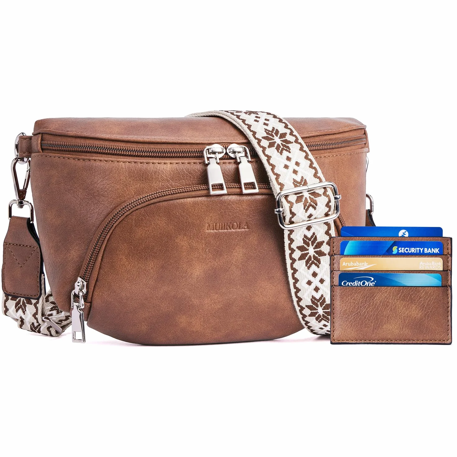 Sac à bandoulière femme cuir végétalien RFID poche poitrine sangle réglable