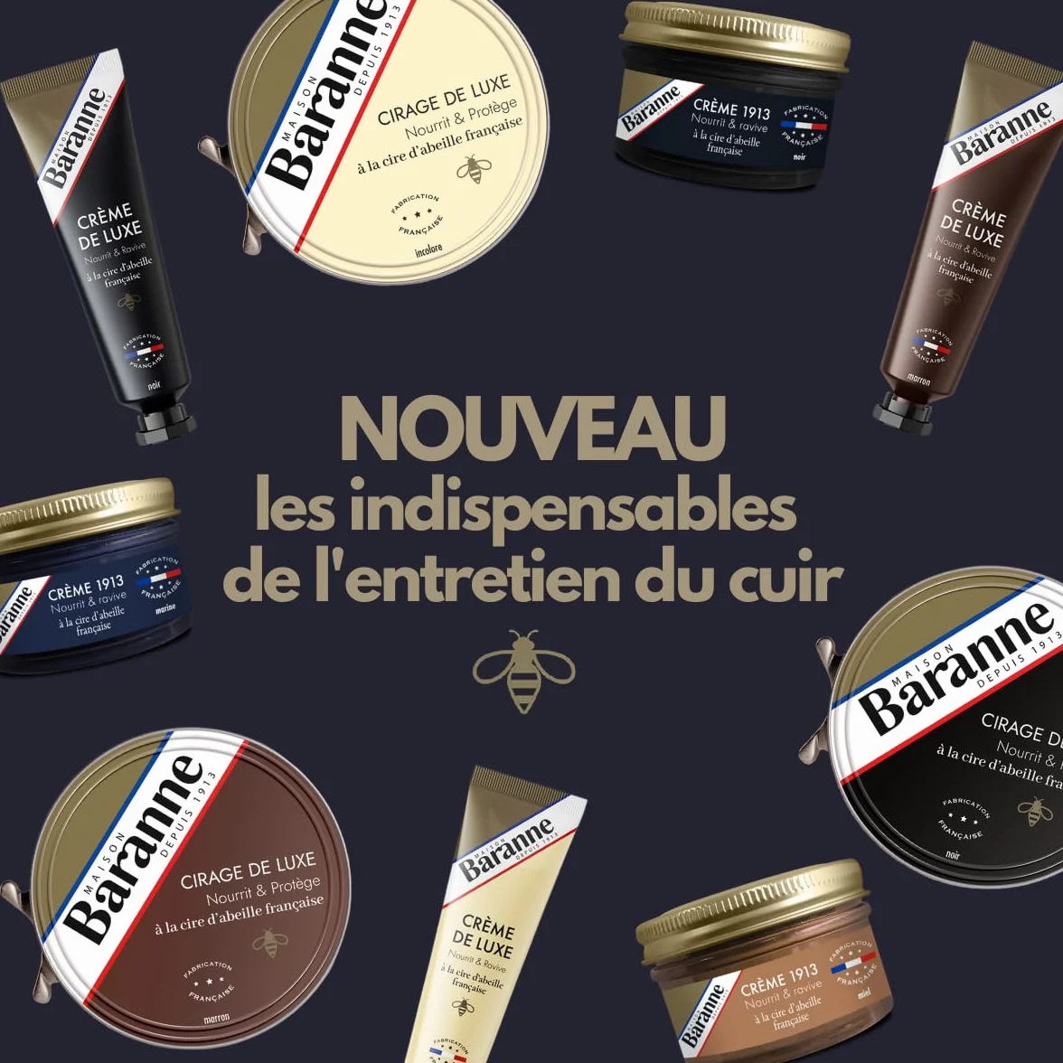 Crème Cirage Marine Cire D'Abeille Française Entretien Chaussure Cuir 50mL
