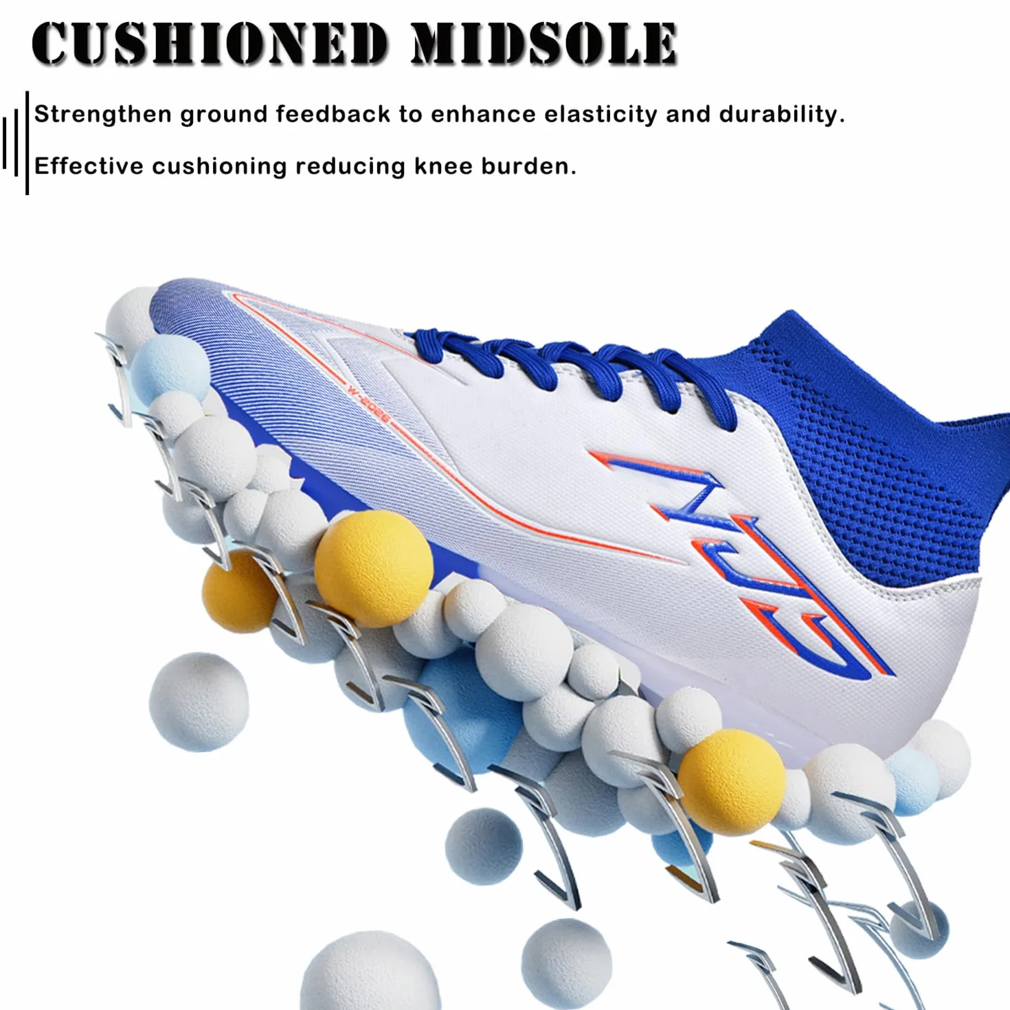 Chaussures de Football Homme High Top Crampons Antidérapant Chaussures de Foot Adultes Entrainement
