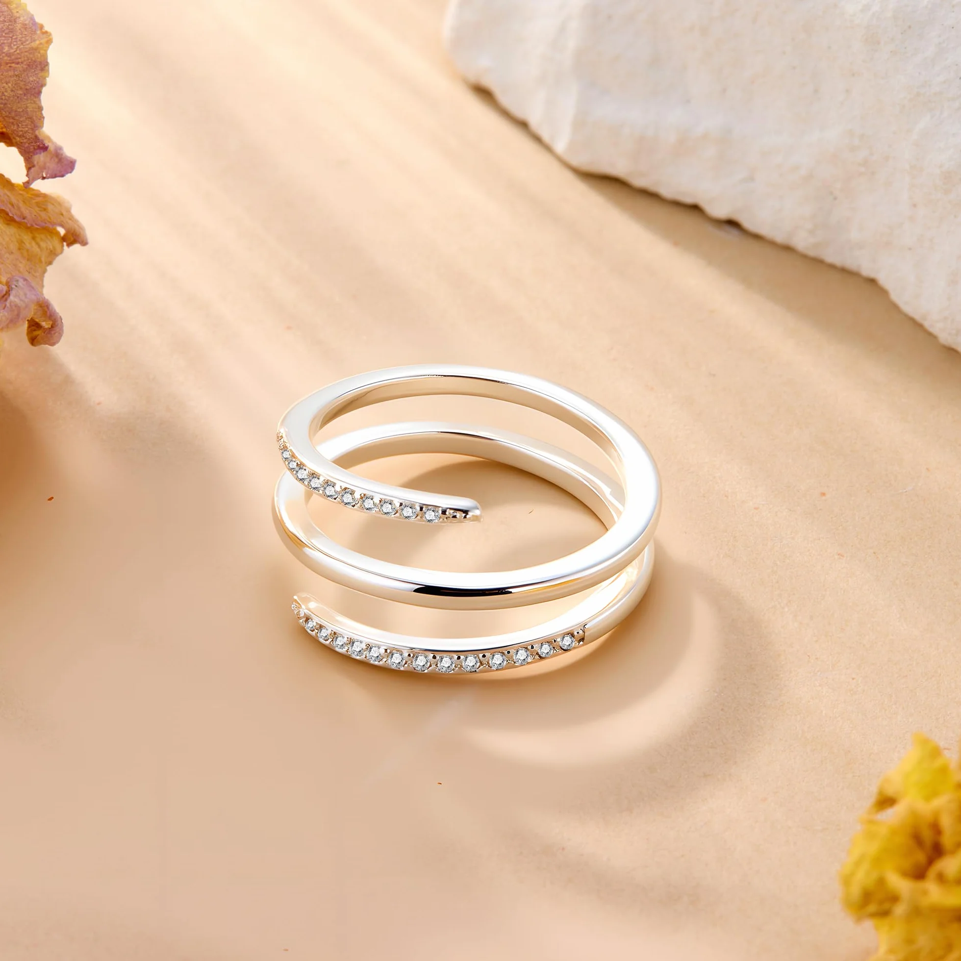 ALEXCRAFT Bague Argent 925 Femme Infini Zircone Réglable Hypoallergénique