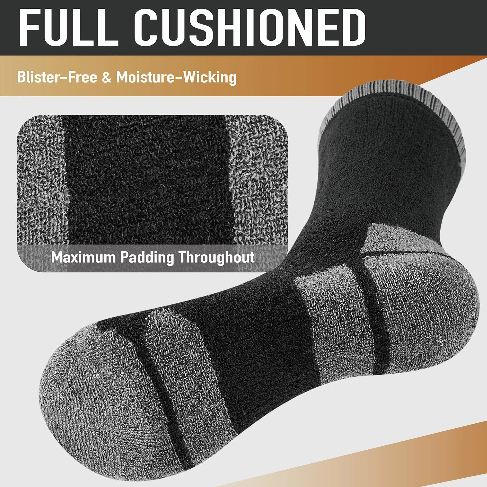 Chaussettes Laine Mérinos Homme Femme Randonnée Épaisses Anti-Odeur 3 Paires