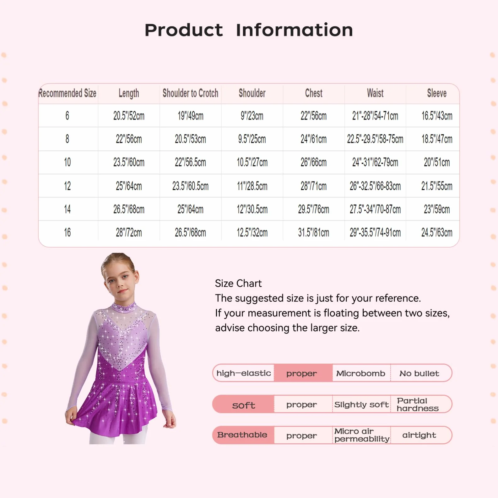 Robe Patinage Artistique Manches Longues Strass Justaucorps Gymnastique Enfant Fille 5-16 Ans
