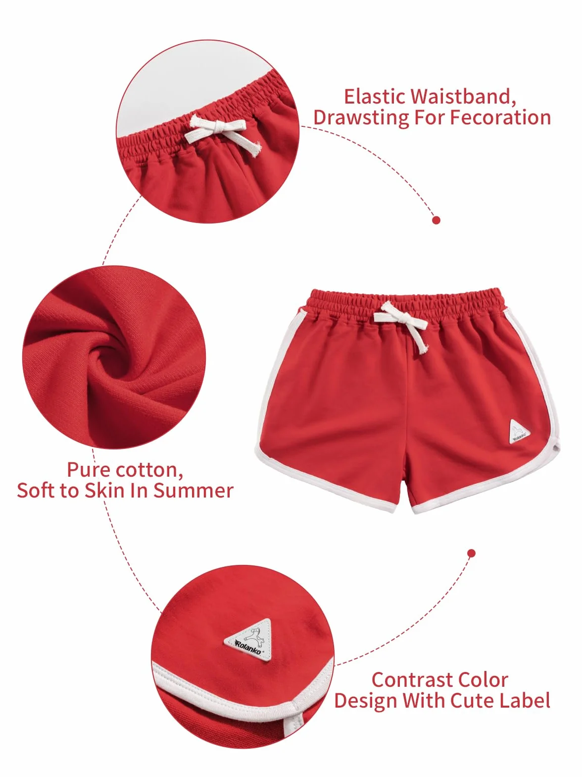 Rolanko Enfant Shorts Fille Sports Coton Danse Short Gymnastique Été D'entraînement Hot Pant pour La Course