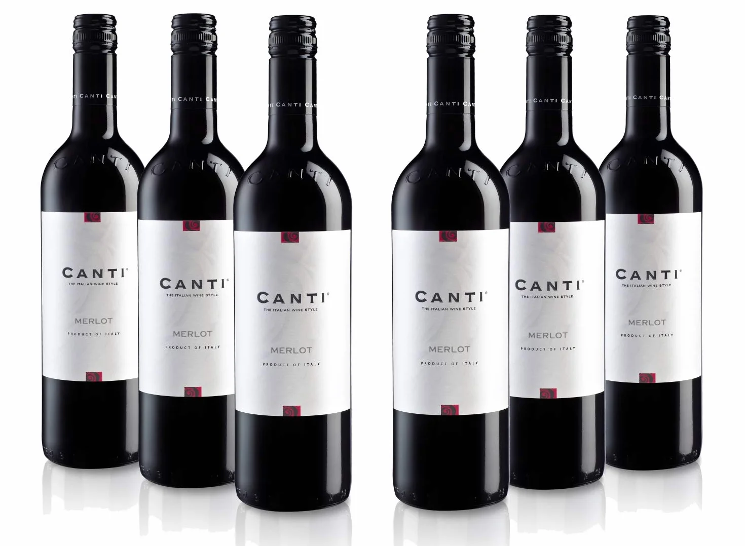 Canti - Merlot Vin Rouge Italien Sec, Saveur Équilibrée avec un Goût Fruité Rond, 6x750 ml