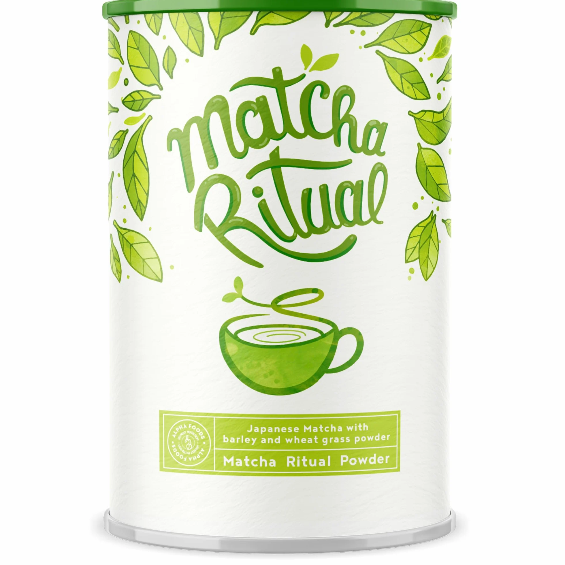 Matcha Ritual - Latte au thé vert Matcha enrichi en lait de coco, agropyre et herbe d’orge - Matcha de qualité supérieure pour la cérémonie du thé japonaise - 210 g de poudre