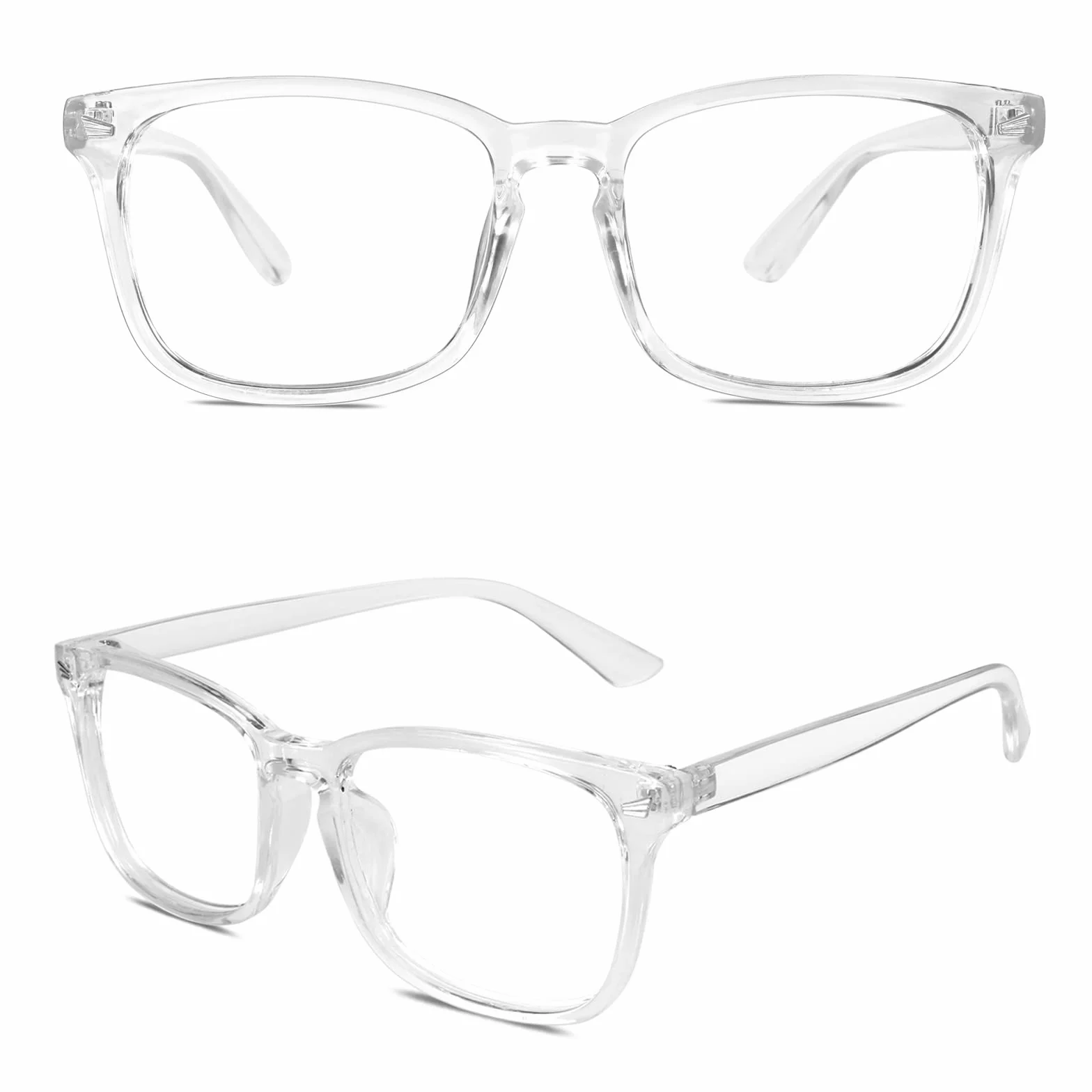 Lunettes de Vue Vintage Grand Carré Monture Surdimensionné Femme Homme Transparente