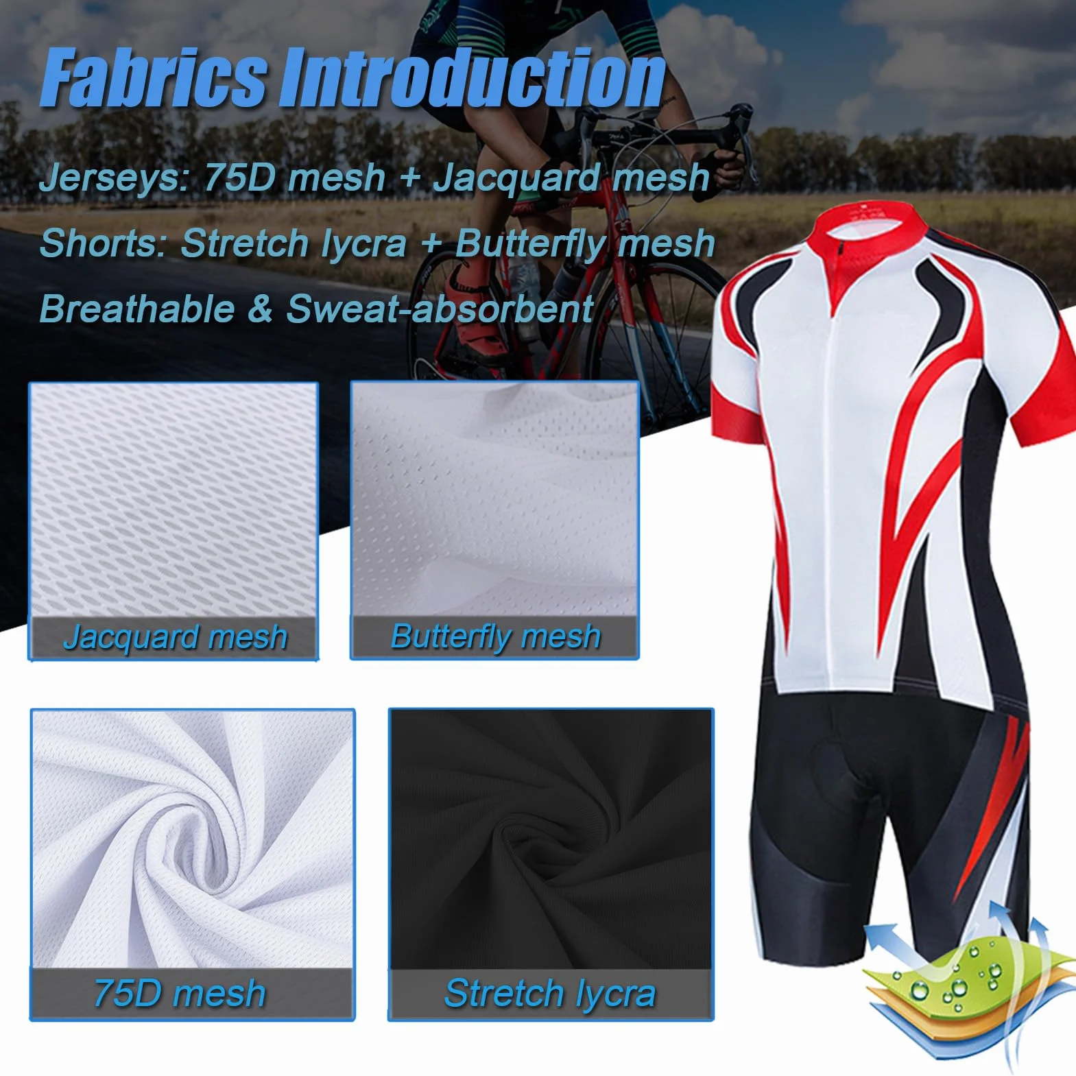 Maillot Cyclisme Femme Tenue Cycliste Été Manche Courte MTB Jerseys Shirt Cuissard à Bretelle 19D Coussin Gel Ensemble Cycling Respirant Séchage Rapide