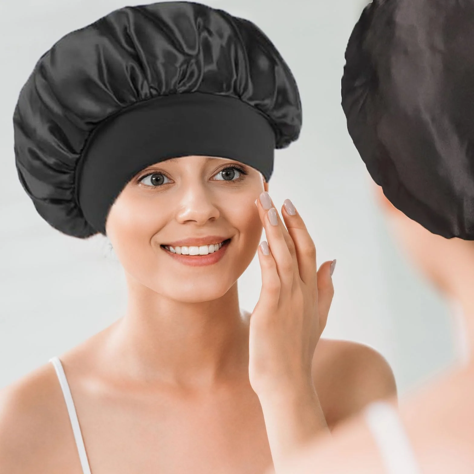 Bonnet Satin Cheveux Nuit 6 Pièces pour Dormir Protection Cheveux Longs Bouclés