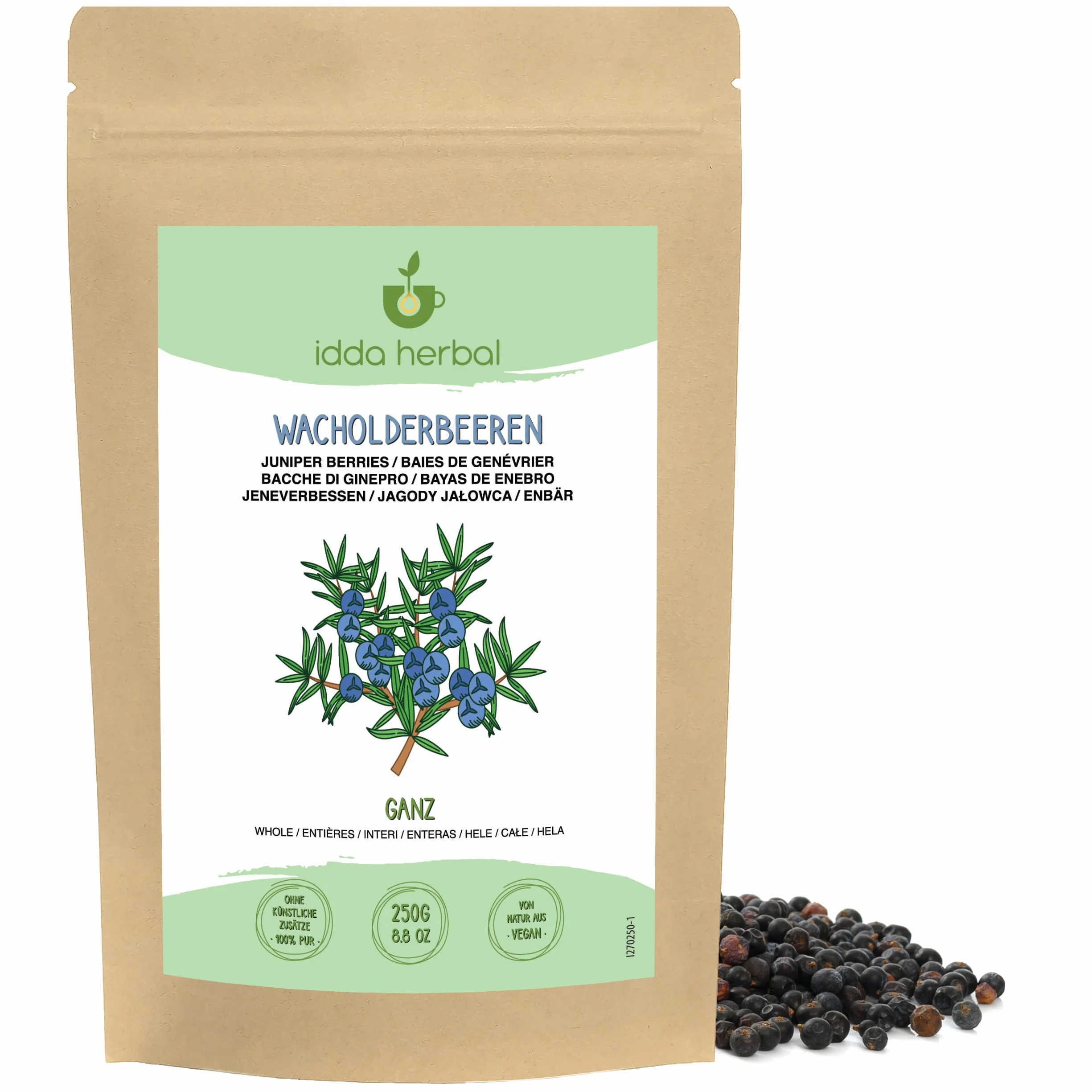 IDDA Herbal Baies de Genièvre Séchées 250g, Baies de Genièvre Entières, sans Sucre Ajouté