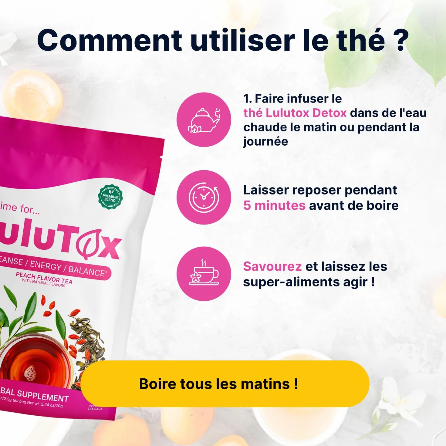 LULUTOX Thé Détox – Mélange de Plantes pour le Bien-être avec Pissenlit, Ginseng et Gingembre – Infusion pour Ballonnements, Ménopause, Gestion du Poids et Vitalité – 28 Sachets