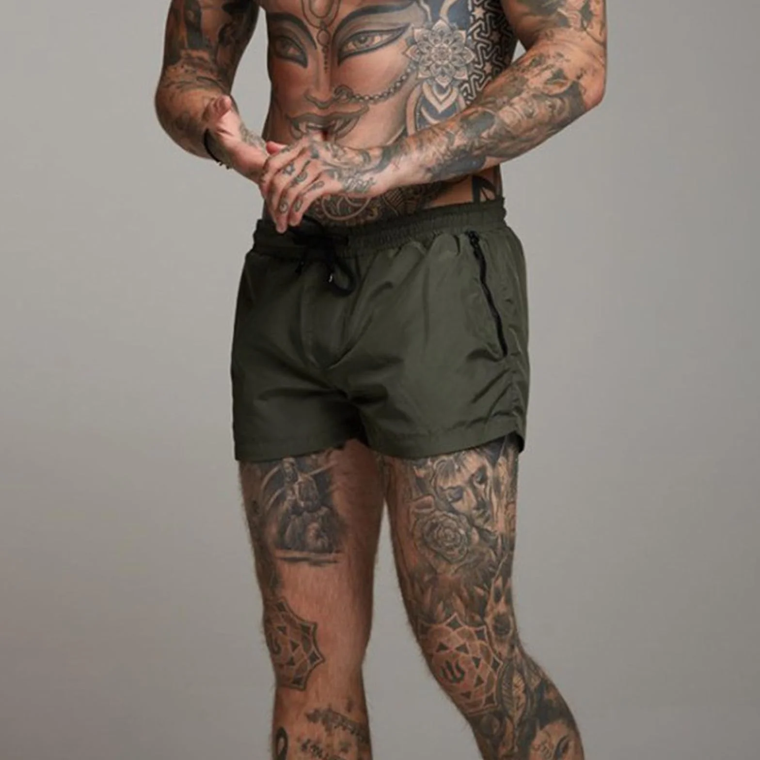 Short de Bain Homme Séchage Rapide Maillot de Bain avec Doublure en Maille et Poches Zippées