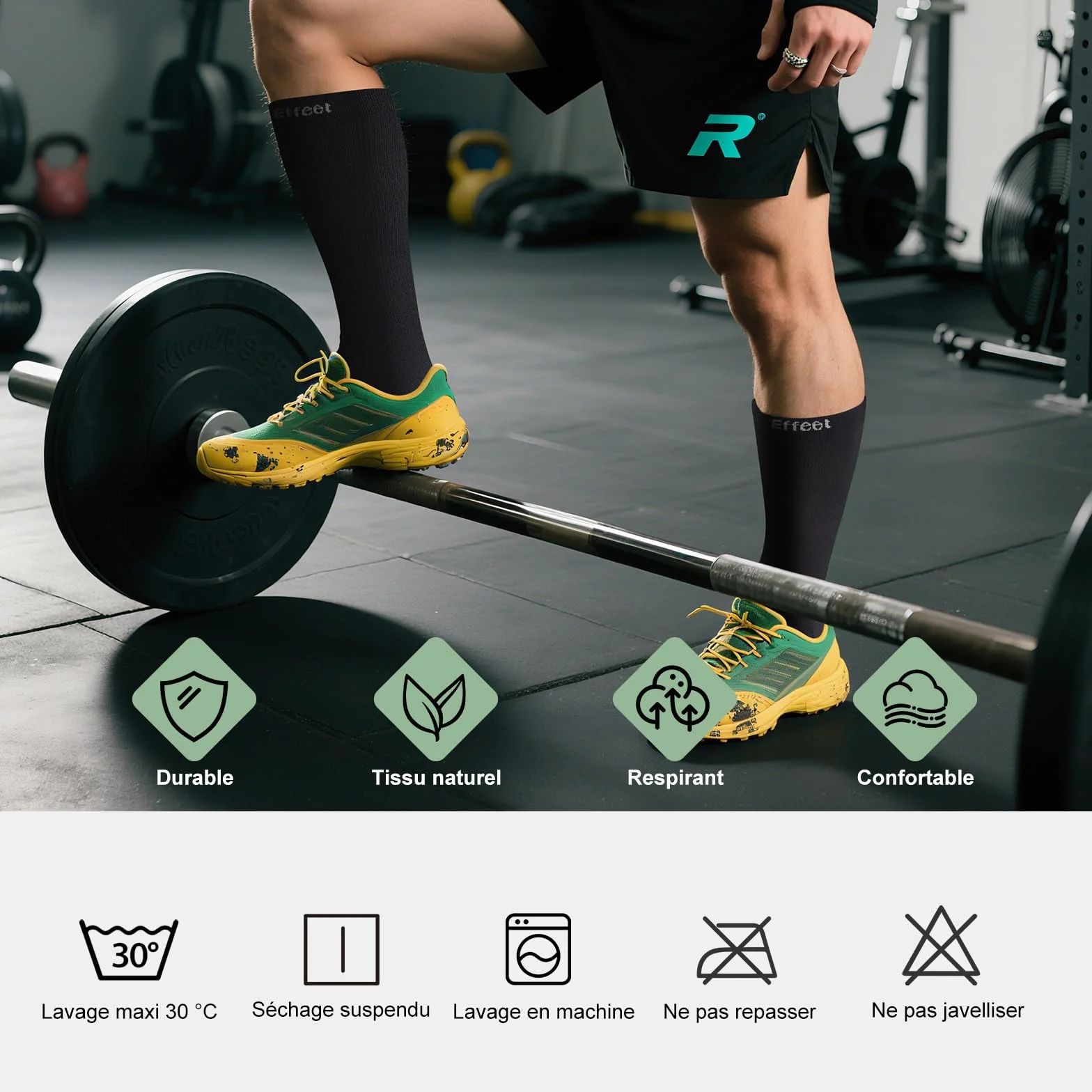 Bas de Contention Femme et Homme, 2 Paires Chaussettes de Compression Rembourrées pour Sport, Avion, Voyage