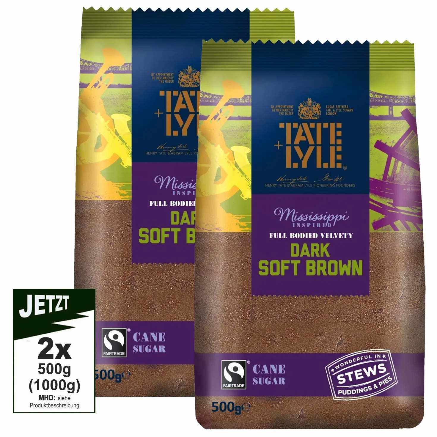 Tate + Lyle (Sucre brun foncé doux 2 x 500 g)