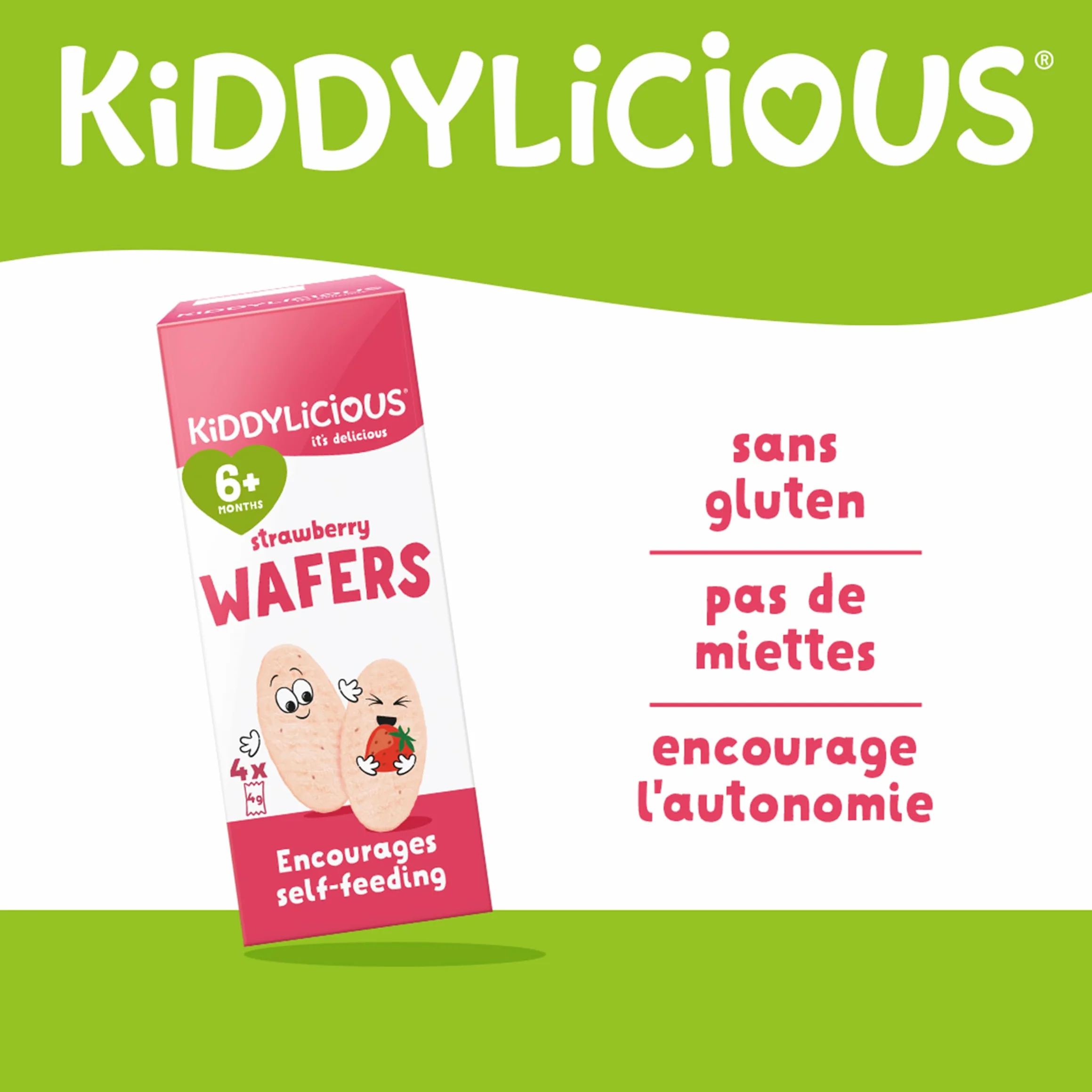 Kiddylicious Wafers Fraise 6 Mois Sans Gluten Sans Lait 12 Packs 16g 192g