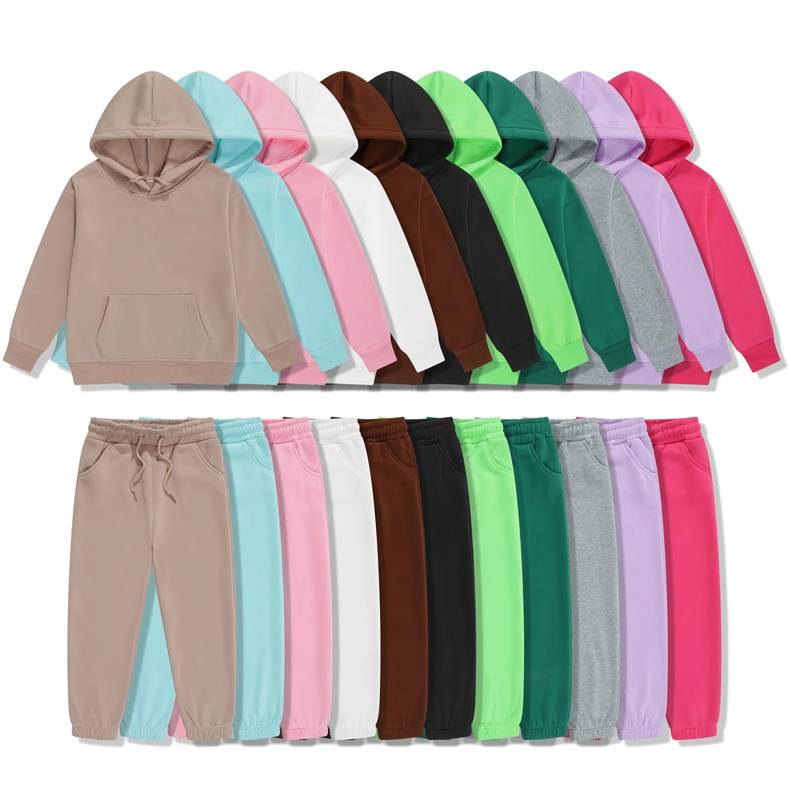 Ensemble survêtement capuche fille garçon 2-13 ans coton doux automne printemps