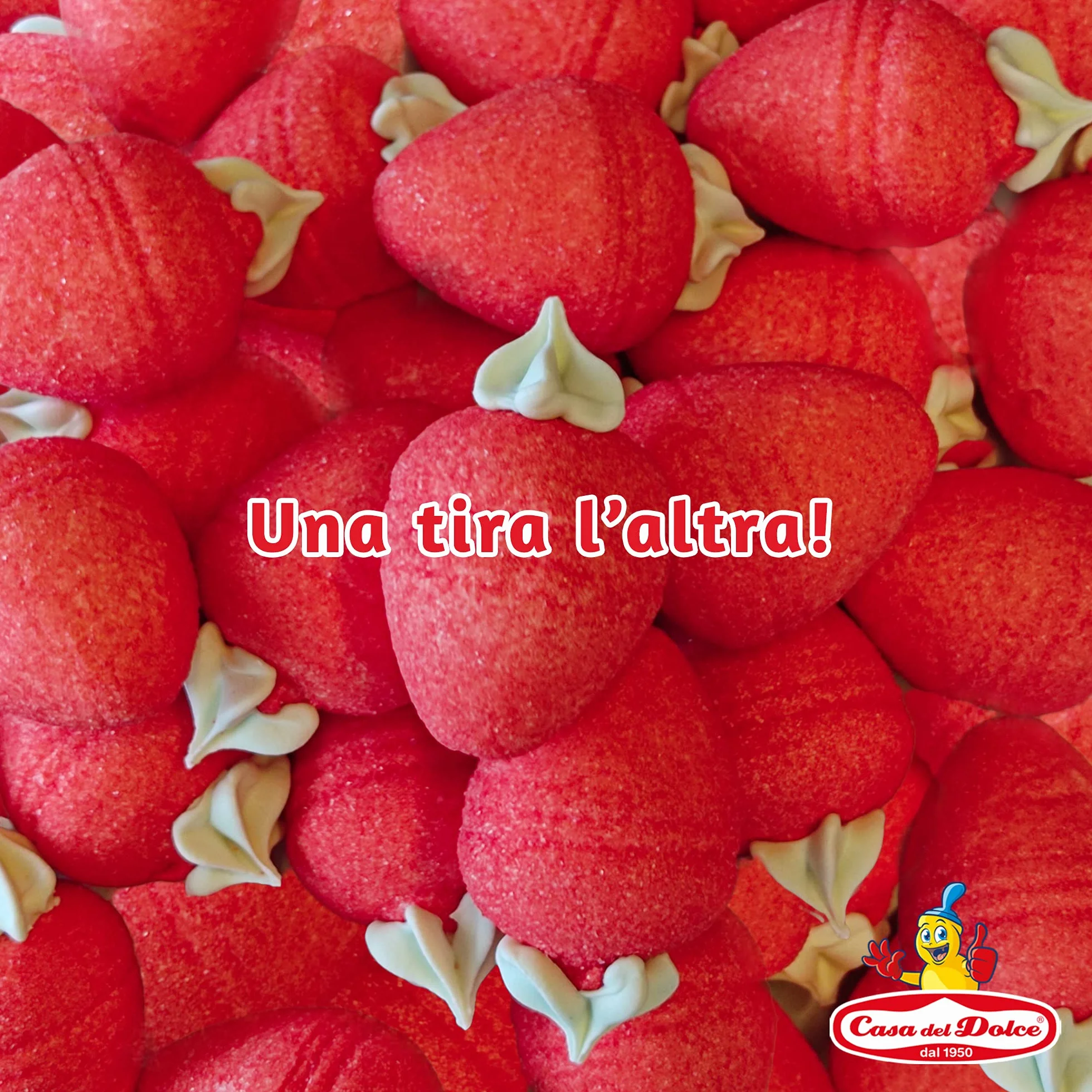 CASA DEL DOLCE Paquet XXL Fraises, Marshmallow à la forme et au Goût de Fraise 500 g, Doux et Délicieux, Made in Italy, Idées Cadeaux pour les Fêtes