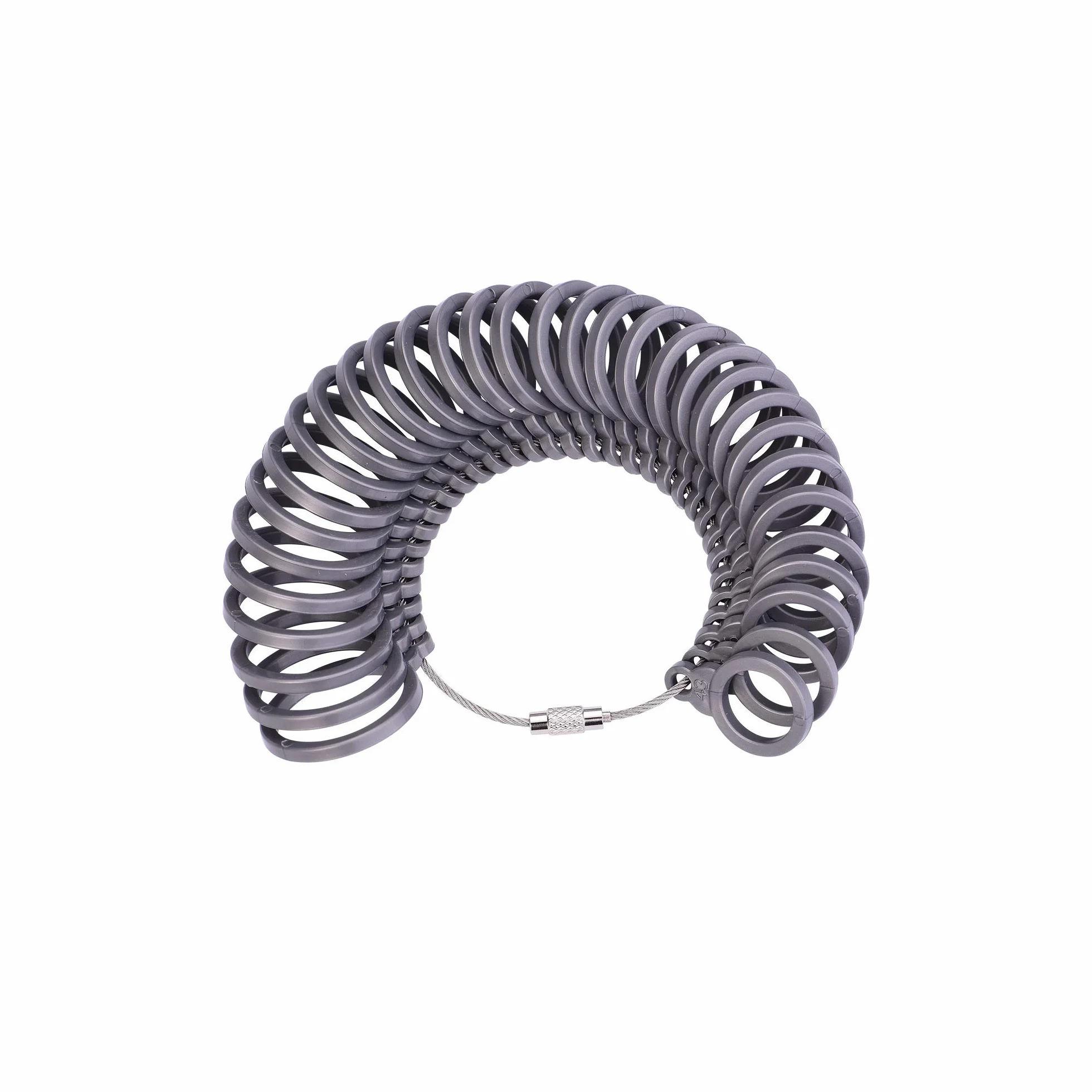 Baguier Calibre Mesure de Taille de Doigt Jauge pour Bague Anneau Outil de Dimensionnement Standard Plastique Europeenne Gris Taille 43-74