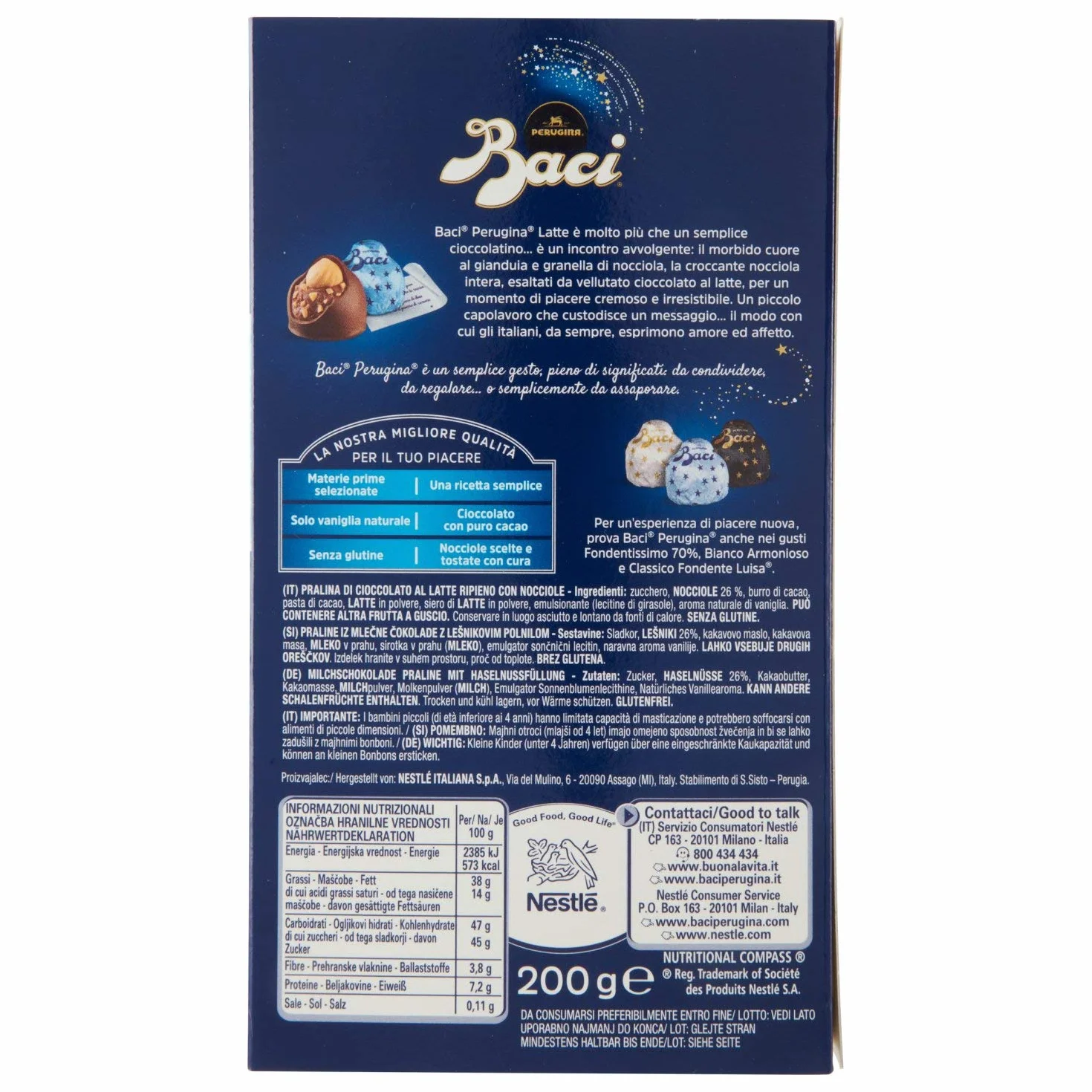 Perugina - BACI PERUGINA BIJOU AU LAIT 200GR - Produit artisanal italien