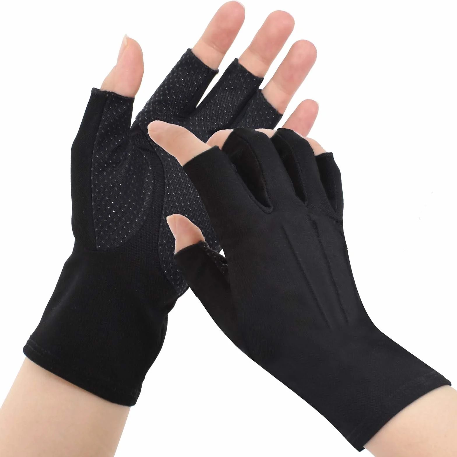 Gants de Cyclisme Hommes Demi-Doigts Anti-dérapants Protection Anti-UV Mitaines Solaires Minces Conduite Moto Golf