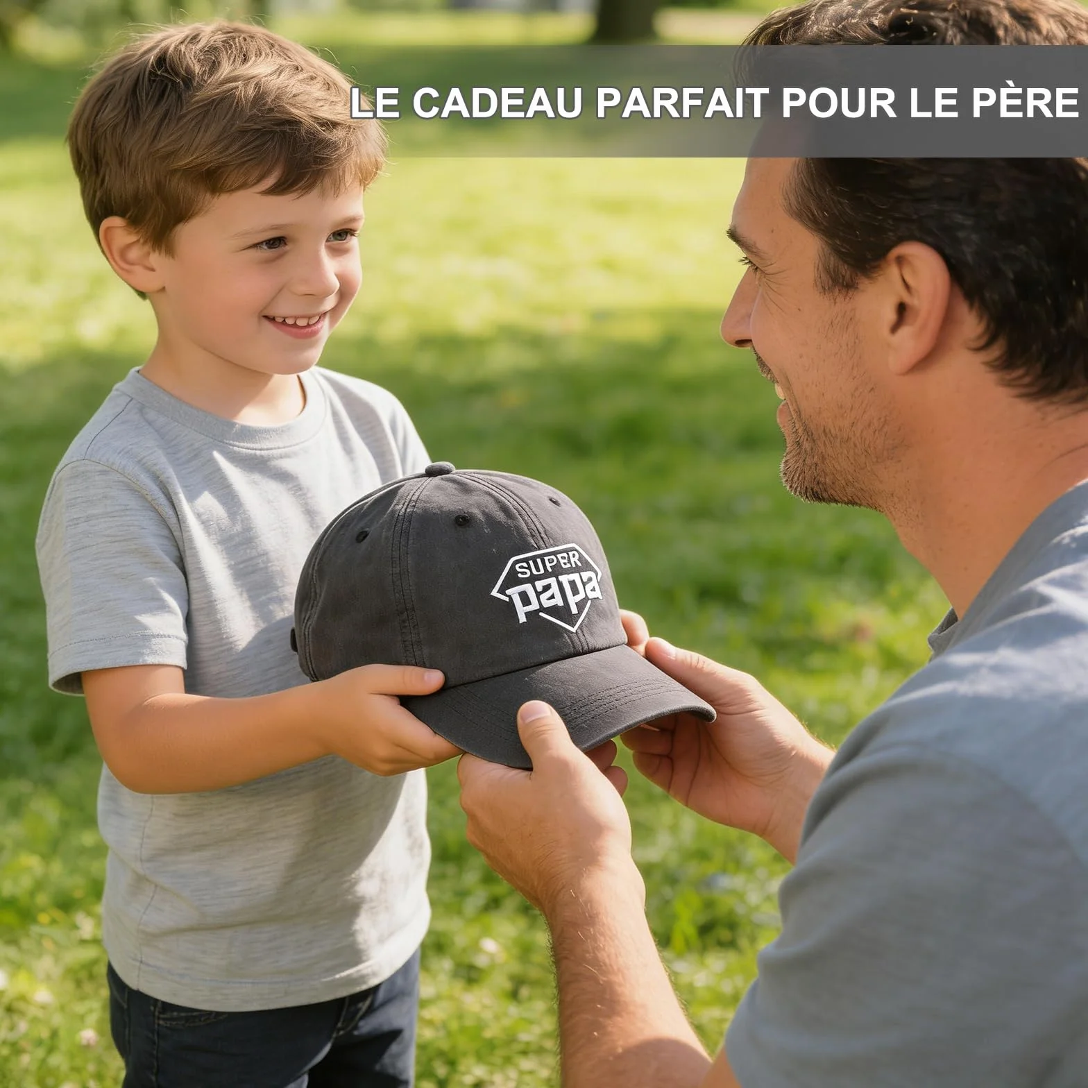 Casquette Papa Super Papa Brodée Coton Réglable Style Vintage Cadeau Fête des Pères