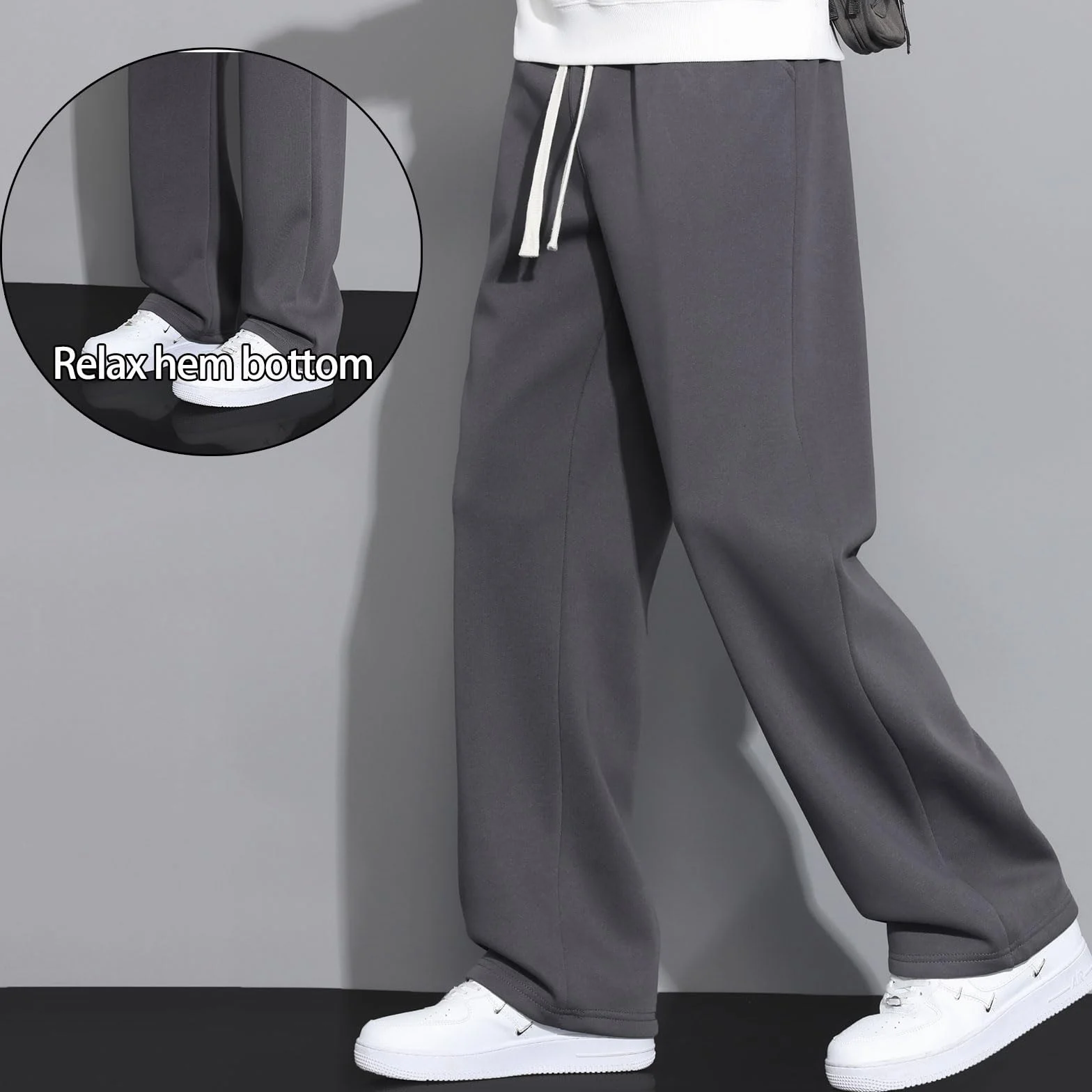 SHAGGA Pantalon de jogging homme ourlet droit taille élastique poches course gym entraînement