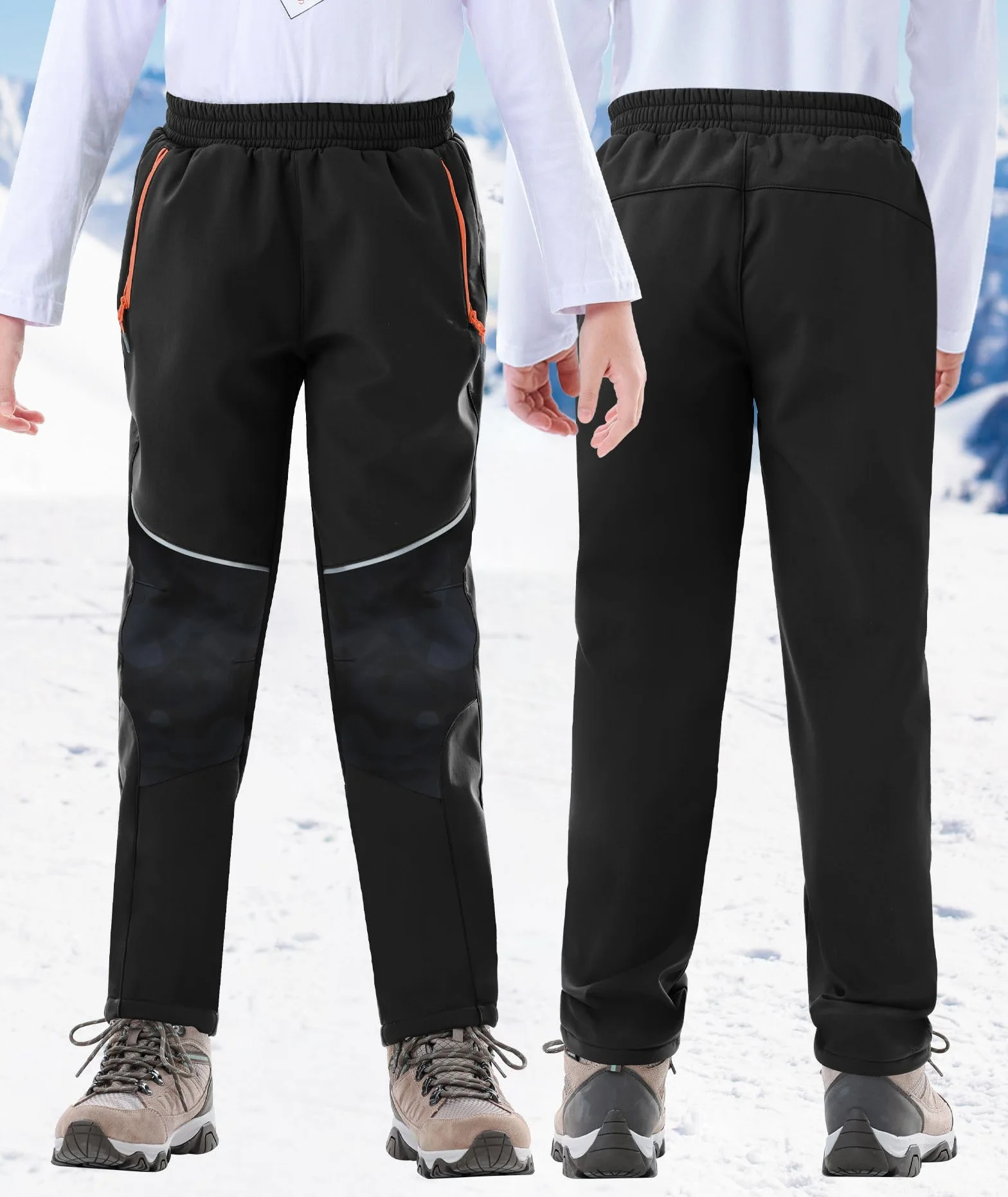 Zoofly Pantalon de Ski Enfant Imperméable Softshell Doublé Polaire Chaude