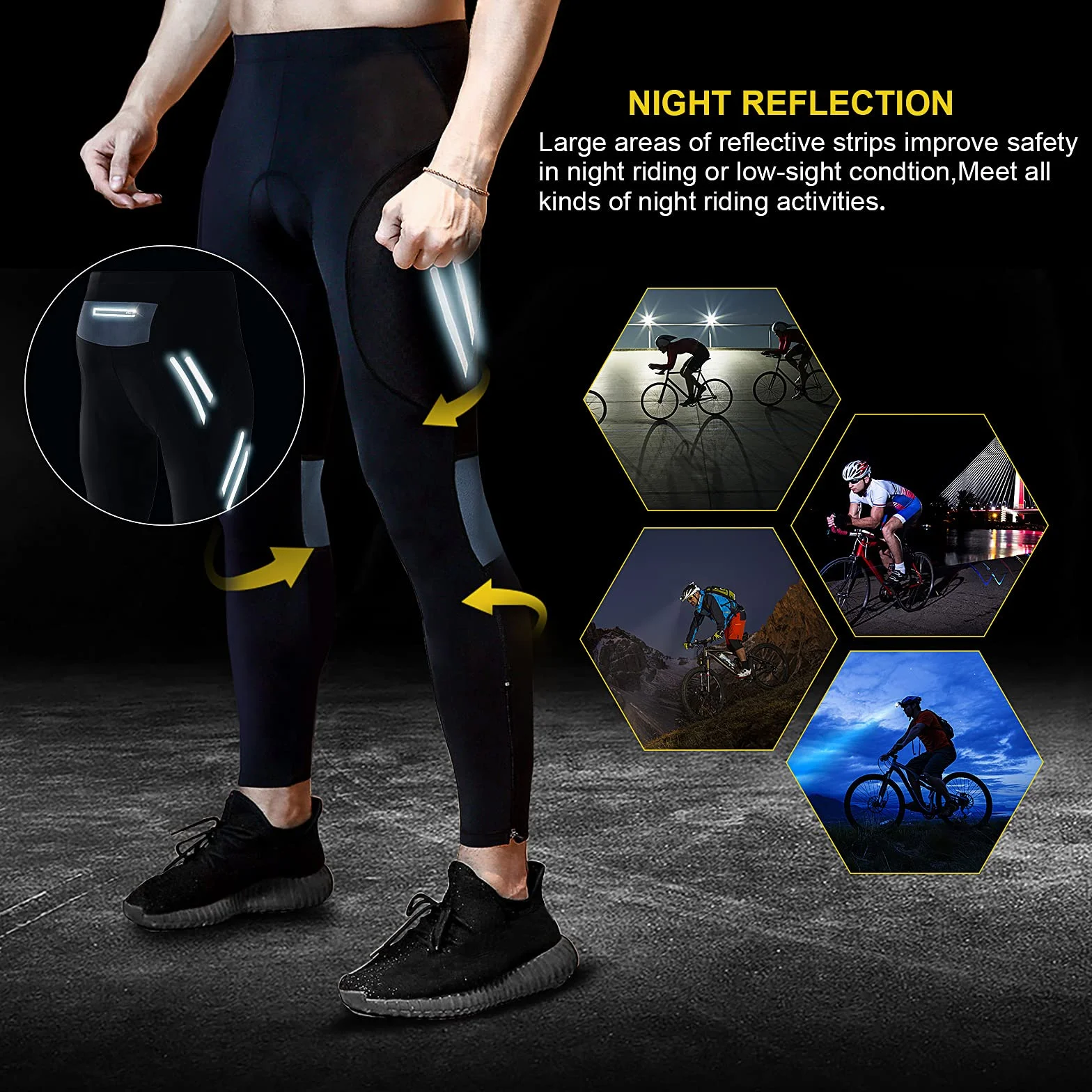 MEETWEE Pantalon Cyclisme Homme Respirant 3D Gel Silicone Long Compression Leggings Vélo