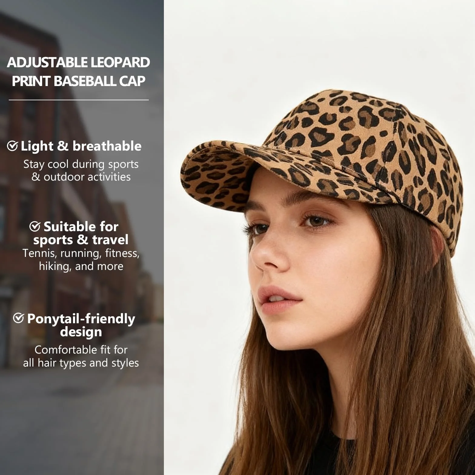 Casquette de Baseball Léopard Femme Unisexe Réglable en Coton