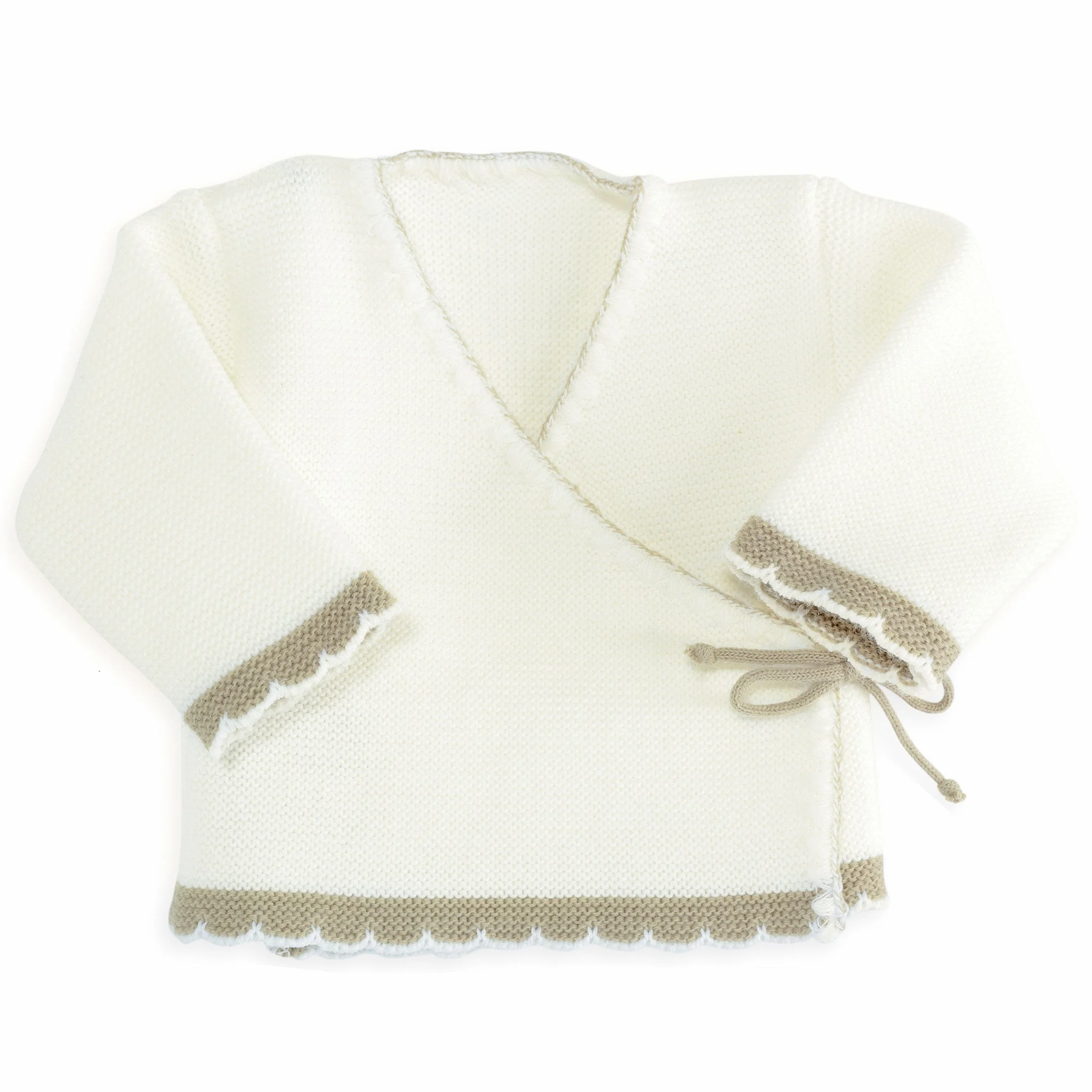 Brassière En Point Mousse Blanche Et Beige Trois Kilos Sept Mixte Bébé 0 M EU