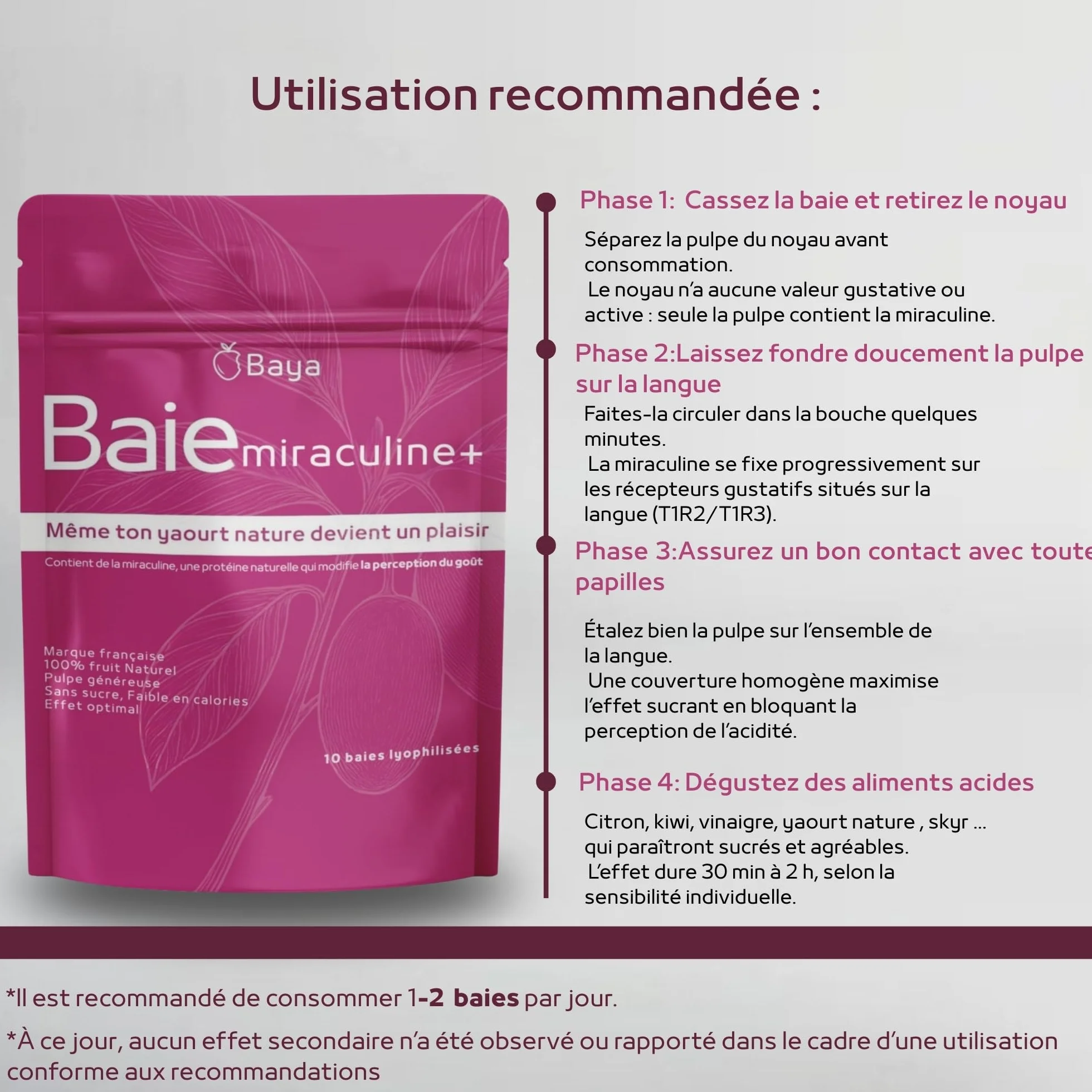 20 baies effet sucrant déshydratées-Goût sucré sans sucre-100% naturel & vegan – Alternative idéale pour diabétiques,sportifs & régimes faibles en sucre-Savoure enfin ton yaourt nature, citron…
