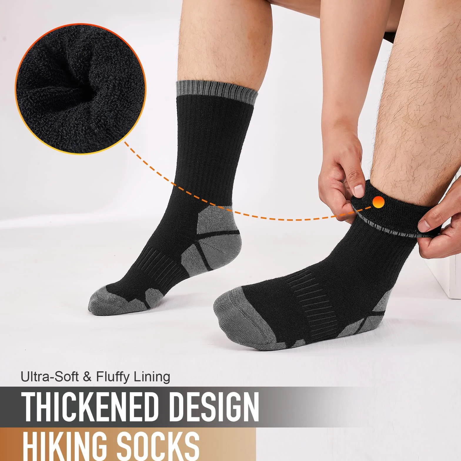 Chaussettes Laine Mérinos Homme Femme Randonnée Épaisses Anti-Odeur 3 Paires