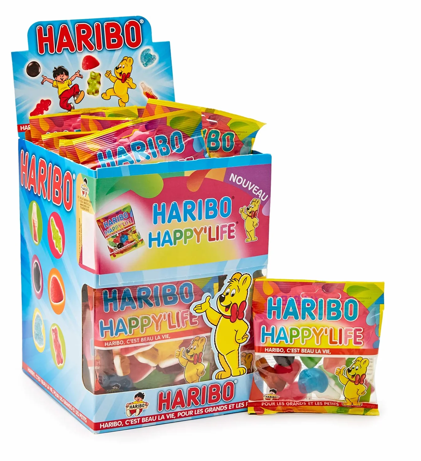 HARIBO Happy Life Assortiment de Bonbons Gélifiés Prêt à Vendre de 30 Sachets-40g - total 1,2kgs
