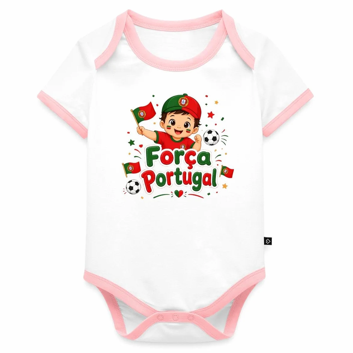 Body Bébé Bio Força Portugal Coupe du Monde 2026 Football Drapeau Portugais