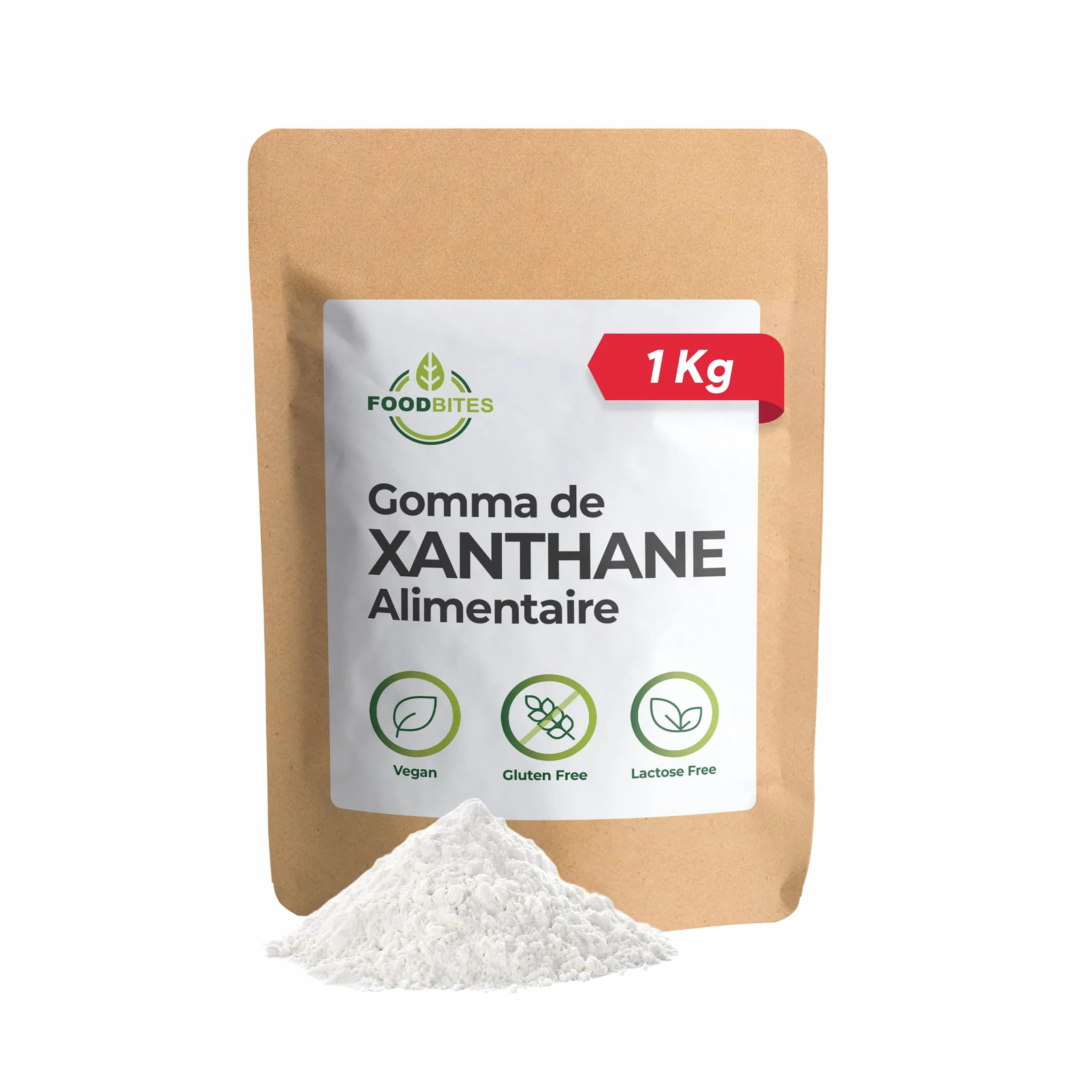 Food Bites Gomme de Xanthane en Poudre 1 Kg – Épaississant Alimentaire Vegan et Sans Gluten – Xanthan Gum Idéale pour Desserts, Glaces – eBook OFFERT avec 20 recettes incluse