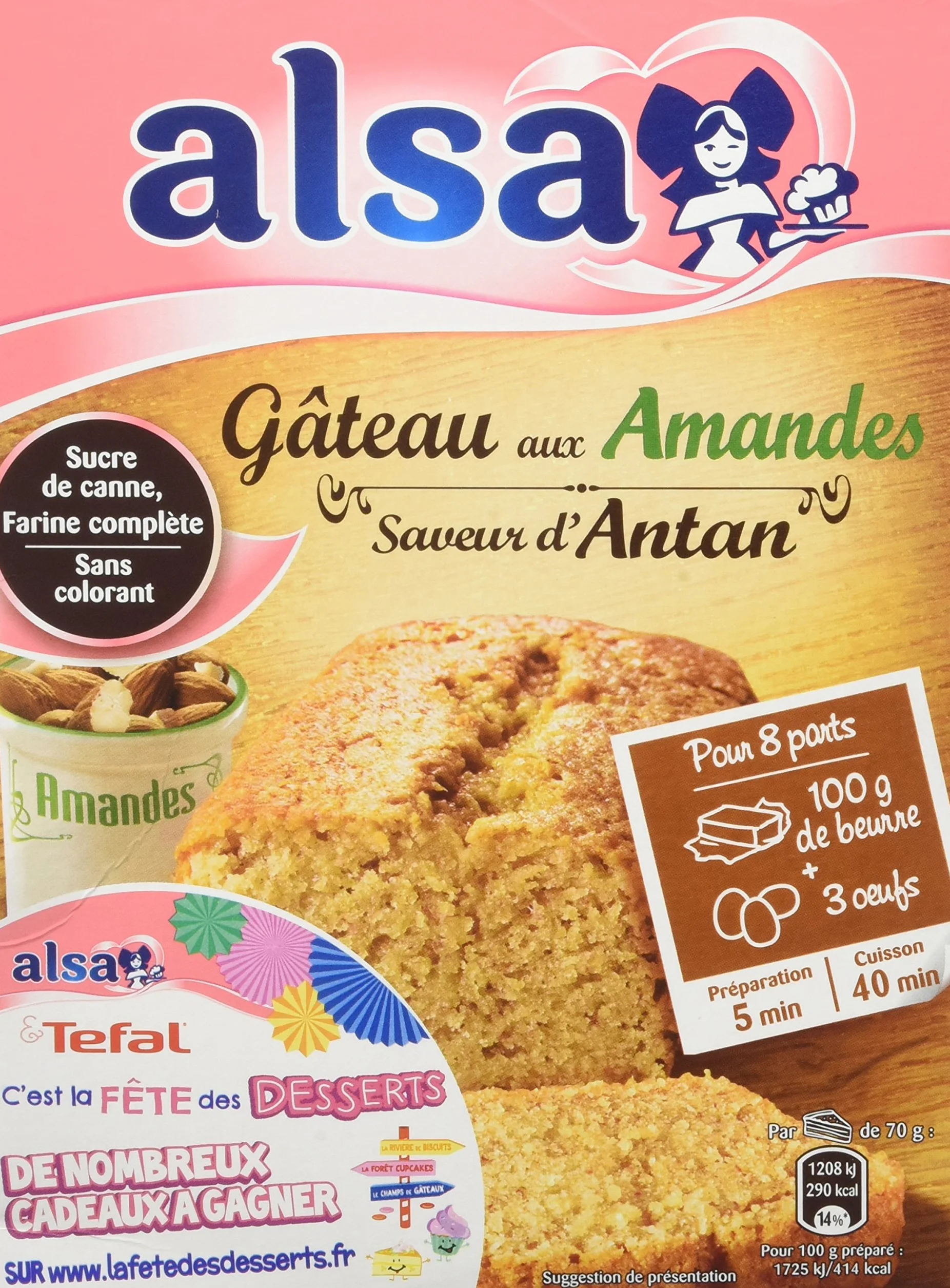 Alsa Préparation pour Gâteau Aux Amandes Saveur d'Antan 300g - Lot de 3