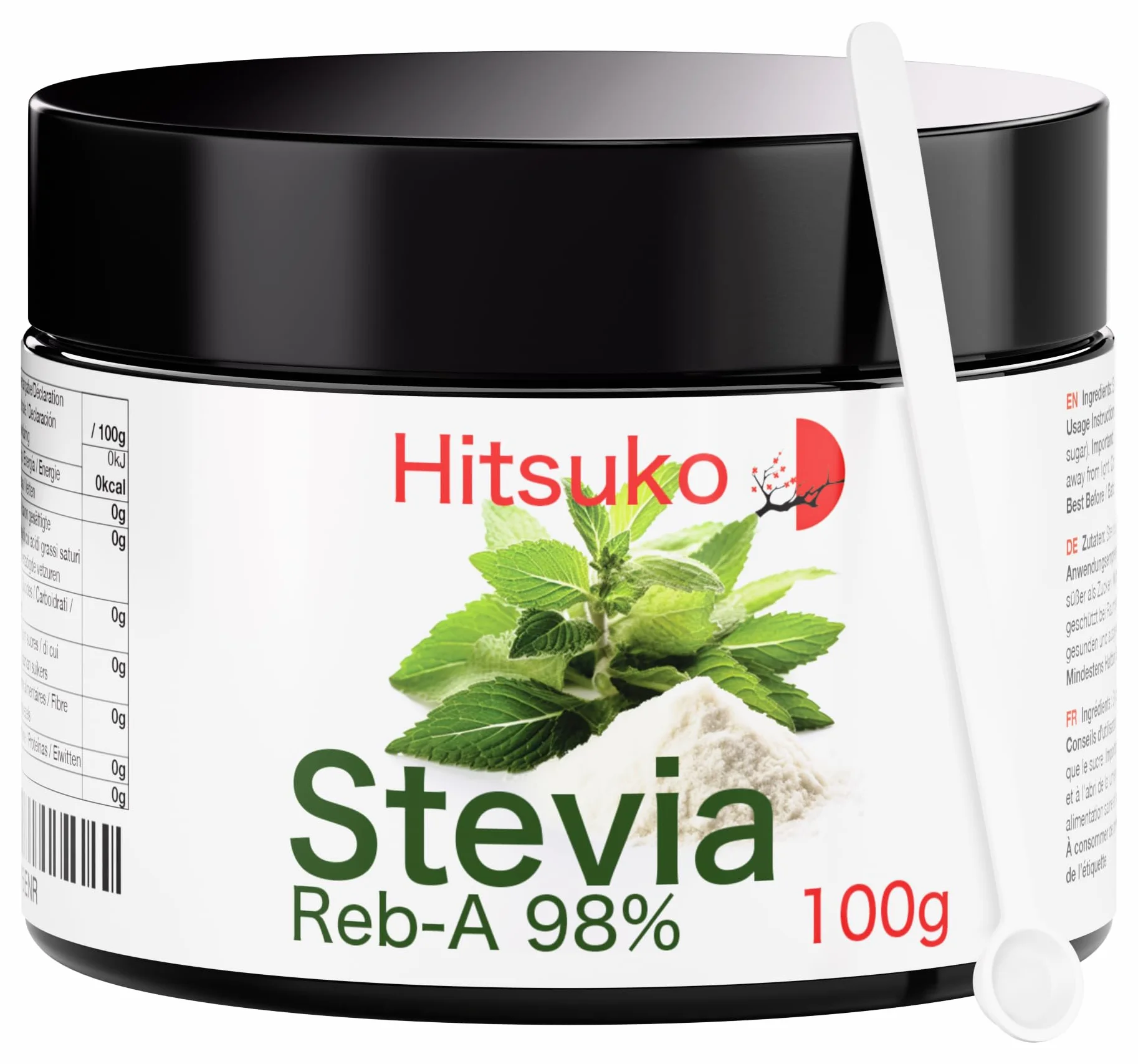 Poudre de Stévia Ultra-Concentrée (100g) | RebA-98 Pur à 98% | 470x Plus Sucrant que le Sucre