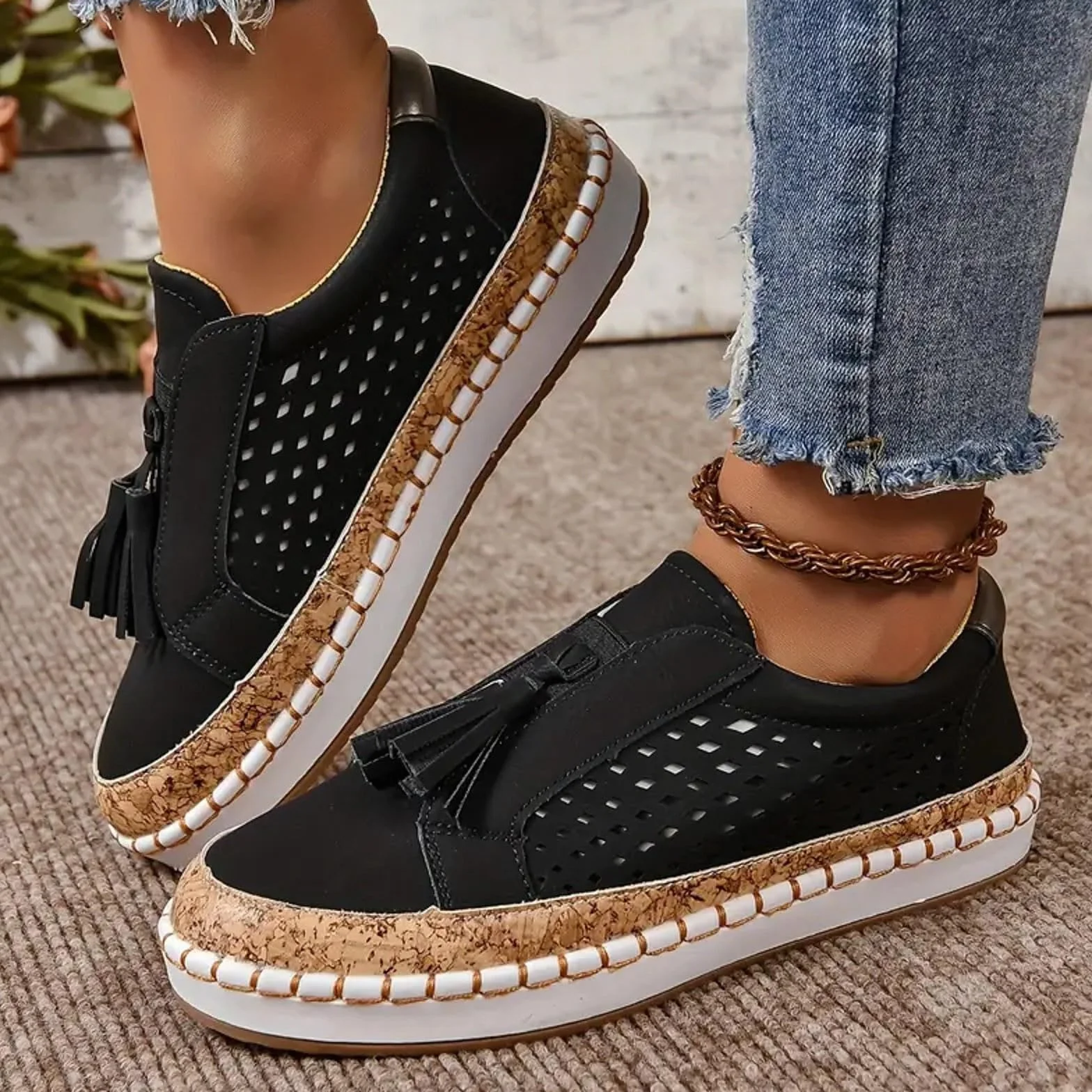 Chaussures de skateboard en cuir pour femme avec sangle réglable résistantes à l'abrasion