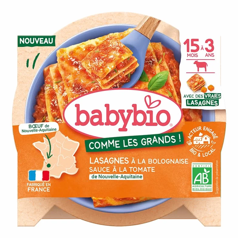 BABYBIO - Assiette Menu - Lasagnes à la bolognaise Bœuf - 15+ mois - BIO