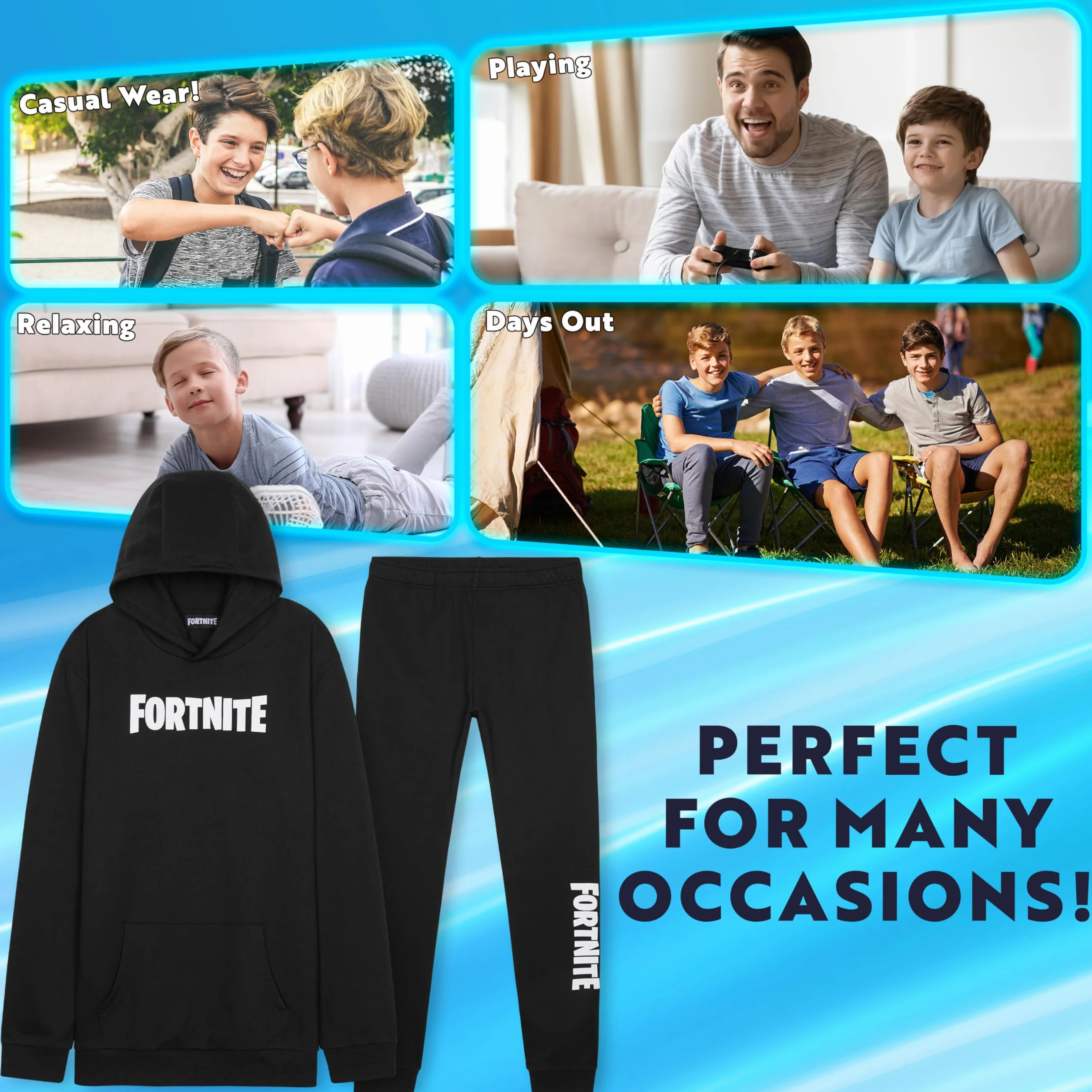 Fortnite Ensemble Jogging Garçon Ado Sweat Capuche Pantalon Tenue Sport Enfant Chaude