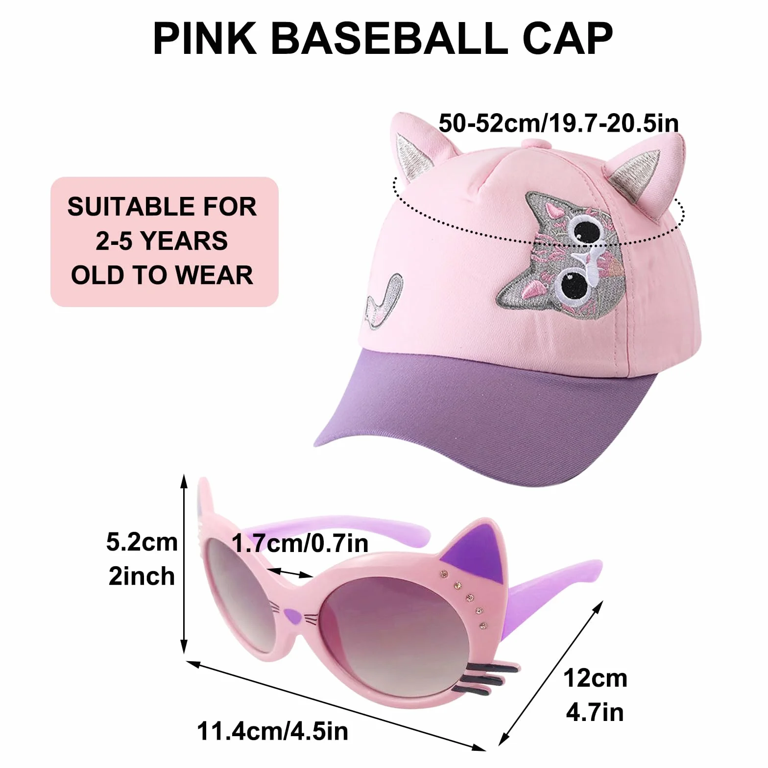 Casquette Enfant Fille Protection UV, Chapeau de Sport Extérieur Été, 50-52cm