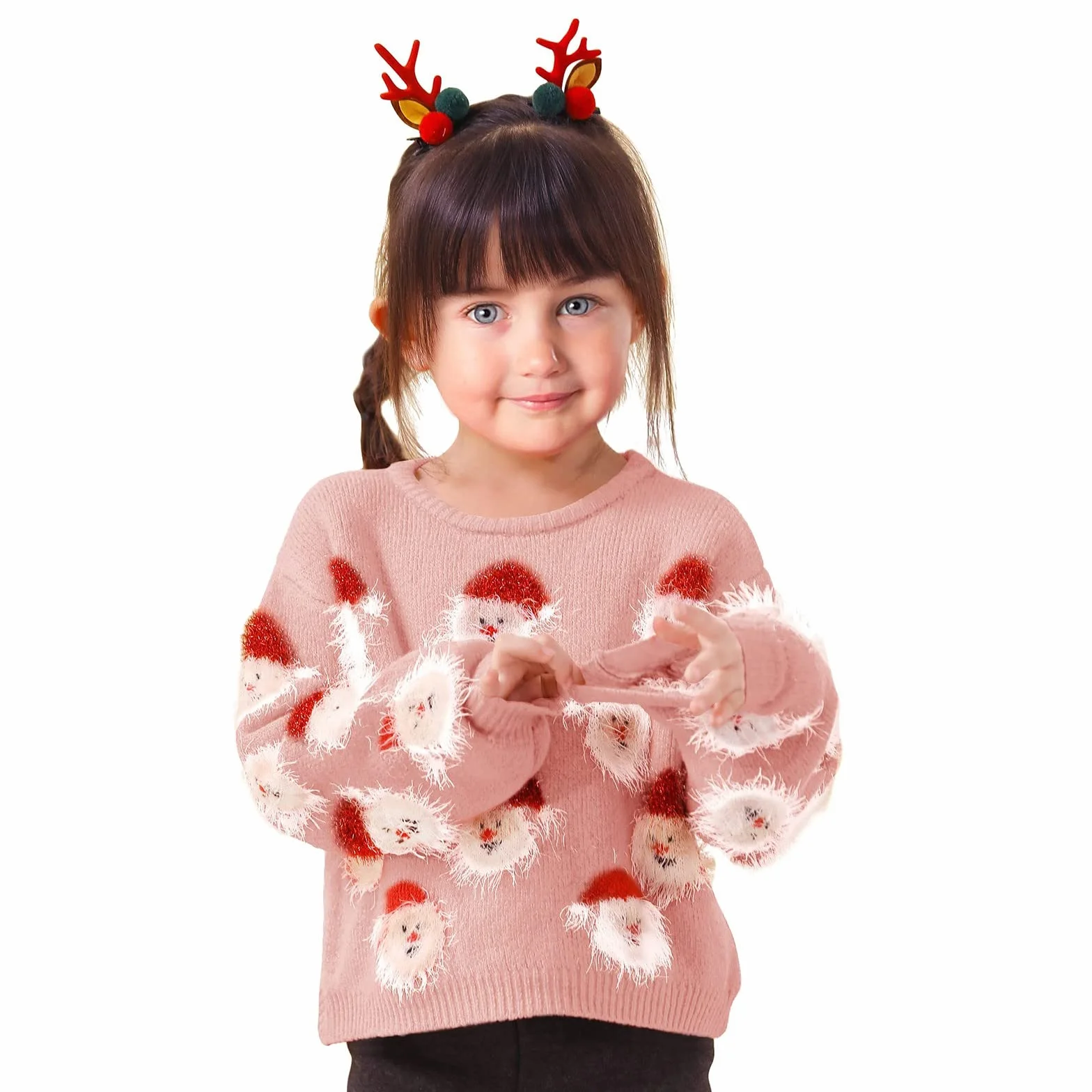 Pull Fille Noël Enfants Sweat-Shirt Bebe Arbre De Noël Imprimé Tricot Chaud Manches Longues Col Rond