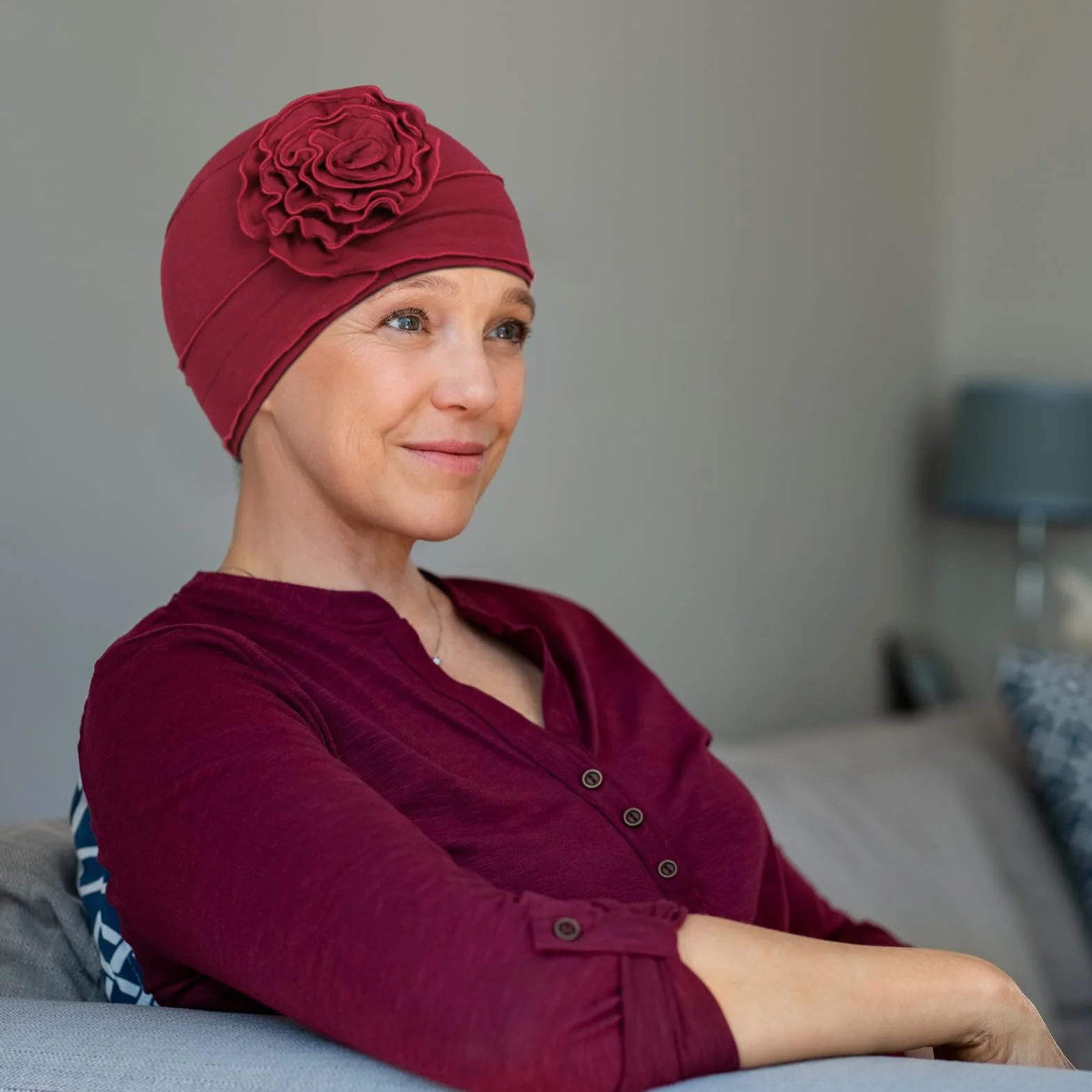 Bonnets en Coton pour Chimiothérapie Femme, Couvre-Chef Respirant Élastique pour Perte de Cheveux