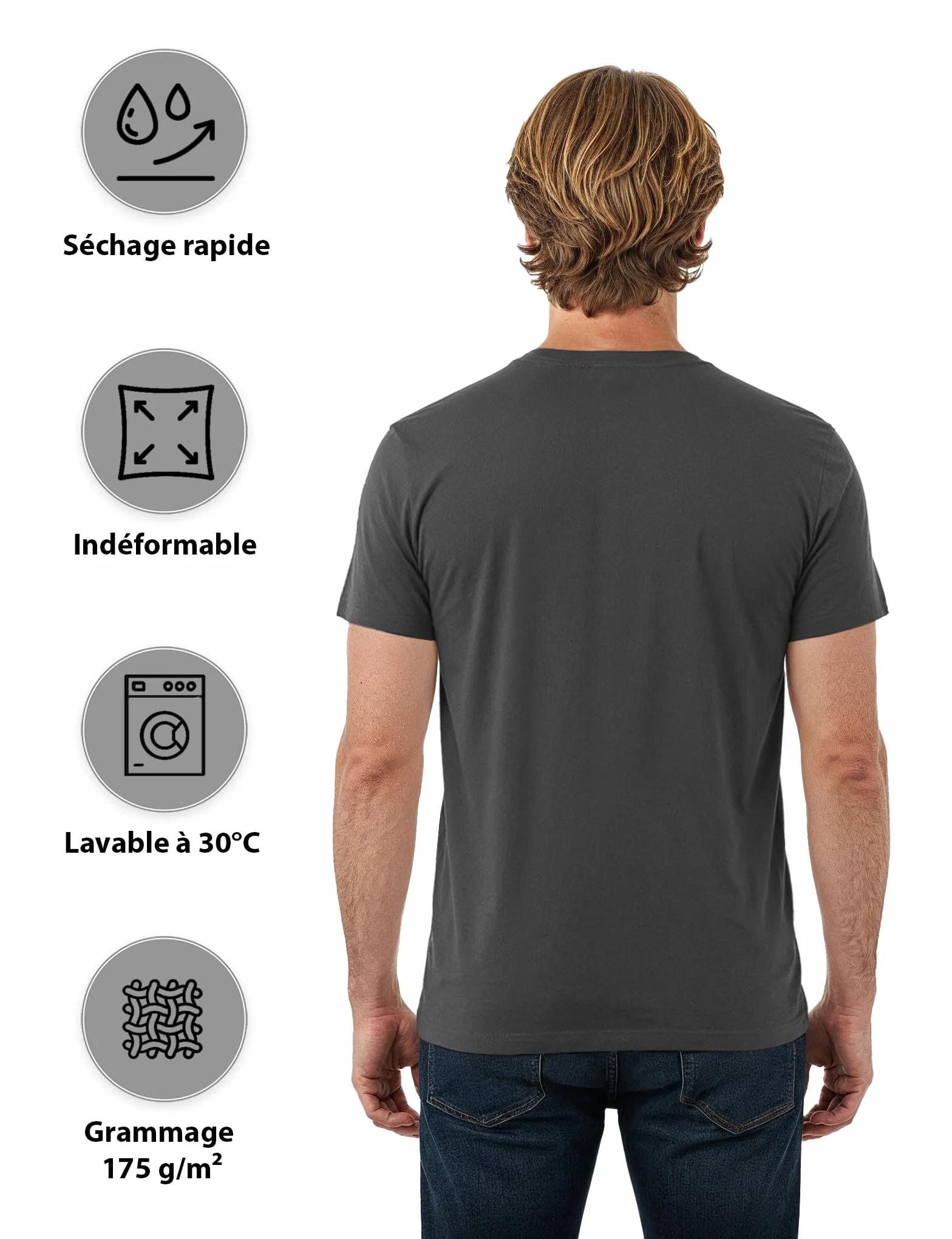 ALPIDEX Lot de 5 T-Shirts Hommes Noir Unis Col Rond Tailles S-5XL