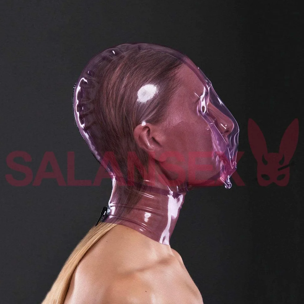 Masque complet BDSM en latex avec poches respiratoires et fermeture à glissière pour fêtes, cosplay