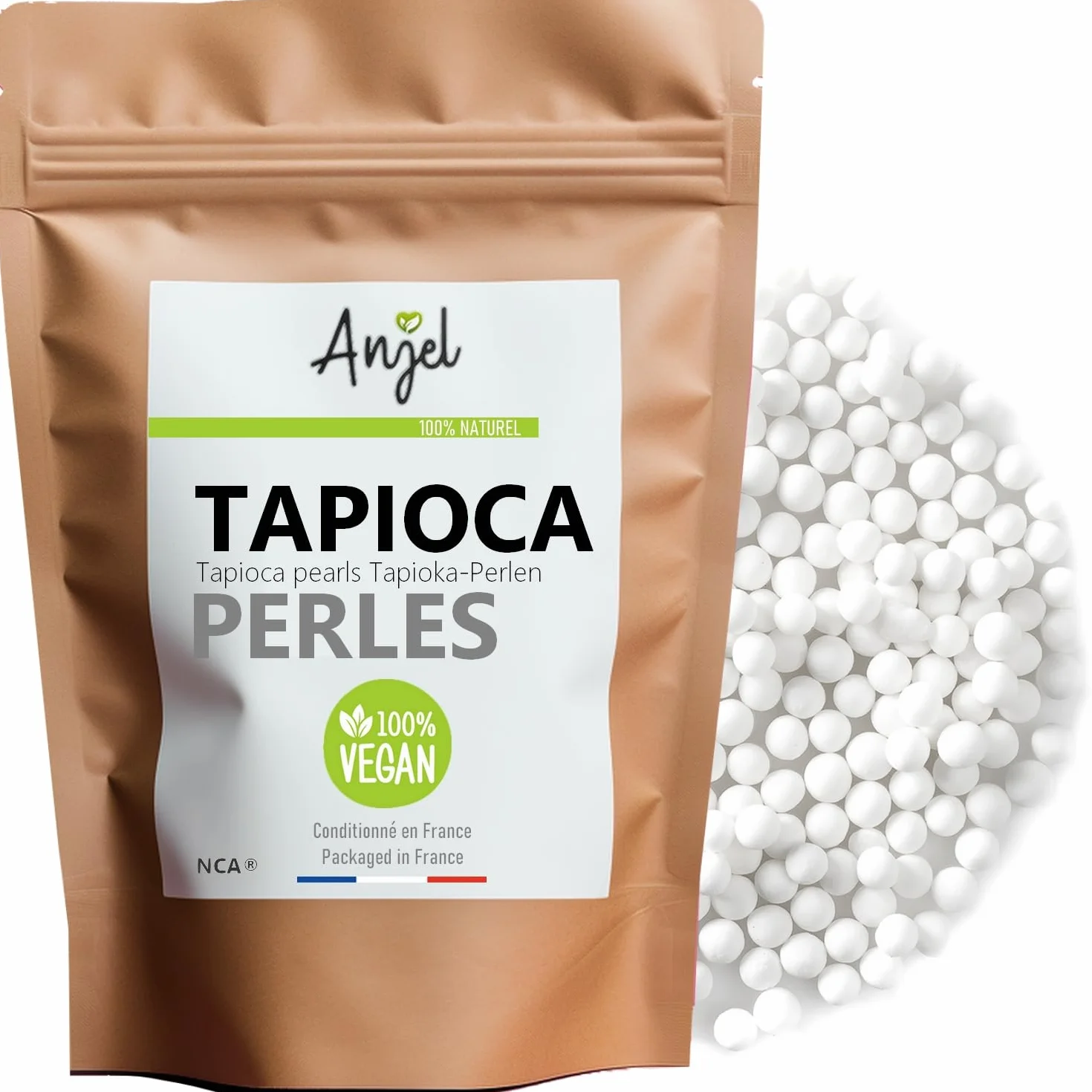 Mini Perles de Tapioca pour Dessert et Cuisine Sans Gluten et Sans Sucre - Tapioca perles dessert - Ingrédients 100% Naturels Vegan 250g - NCA