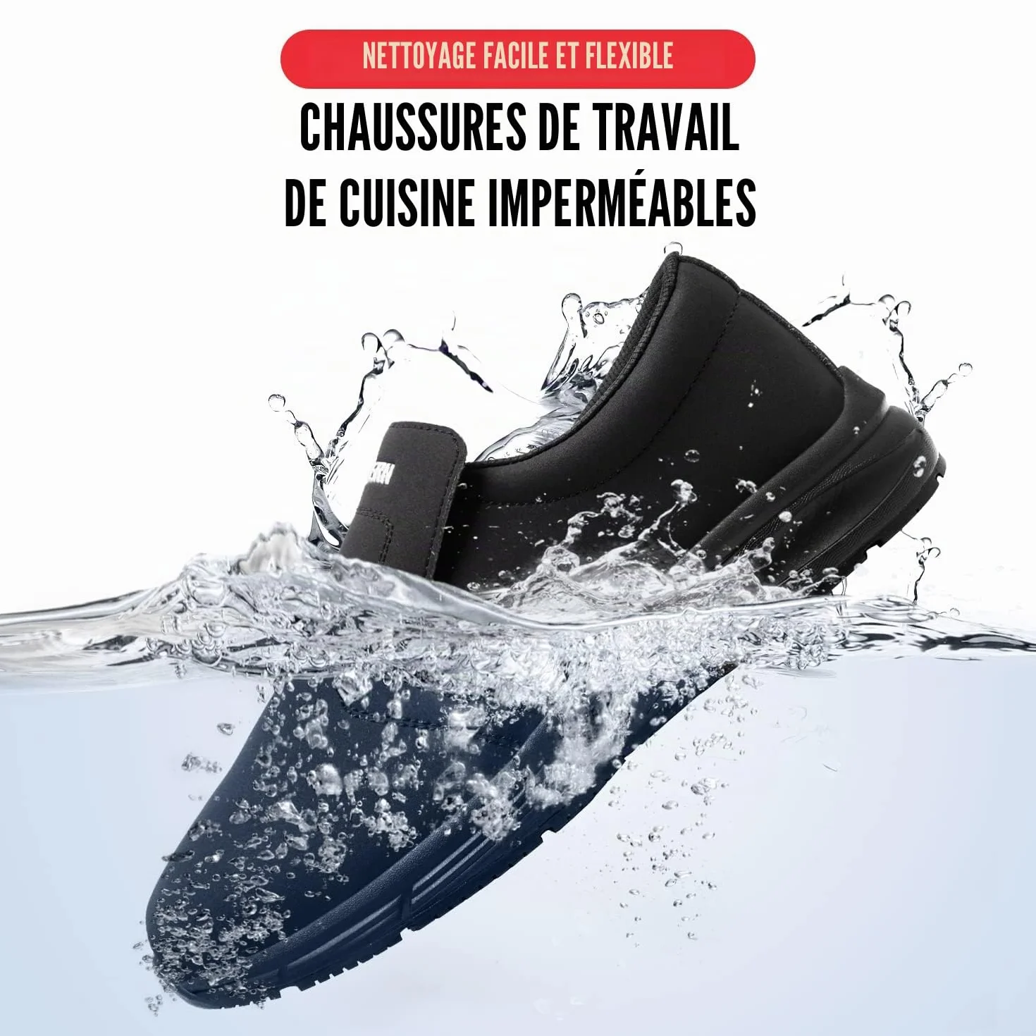 LARNMERN Chaussures de Cuisine Homme Impermeables Antidérapantes Baskets de Travail Légères