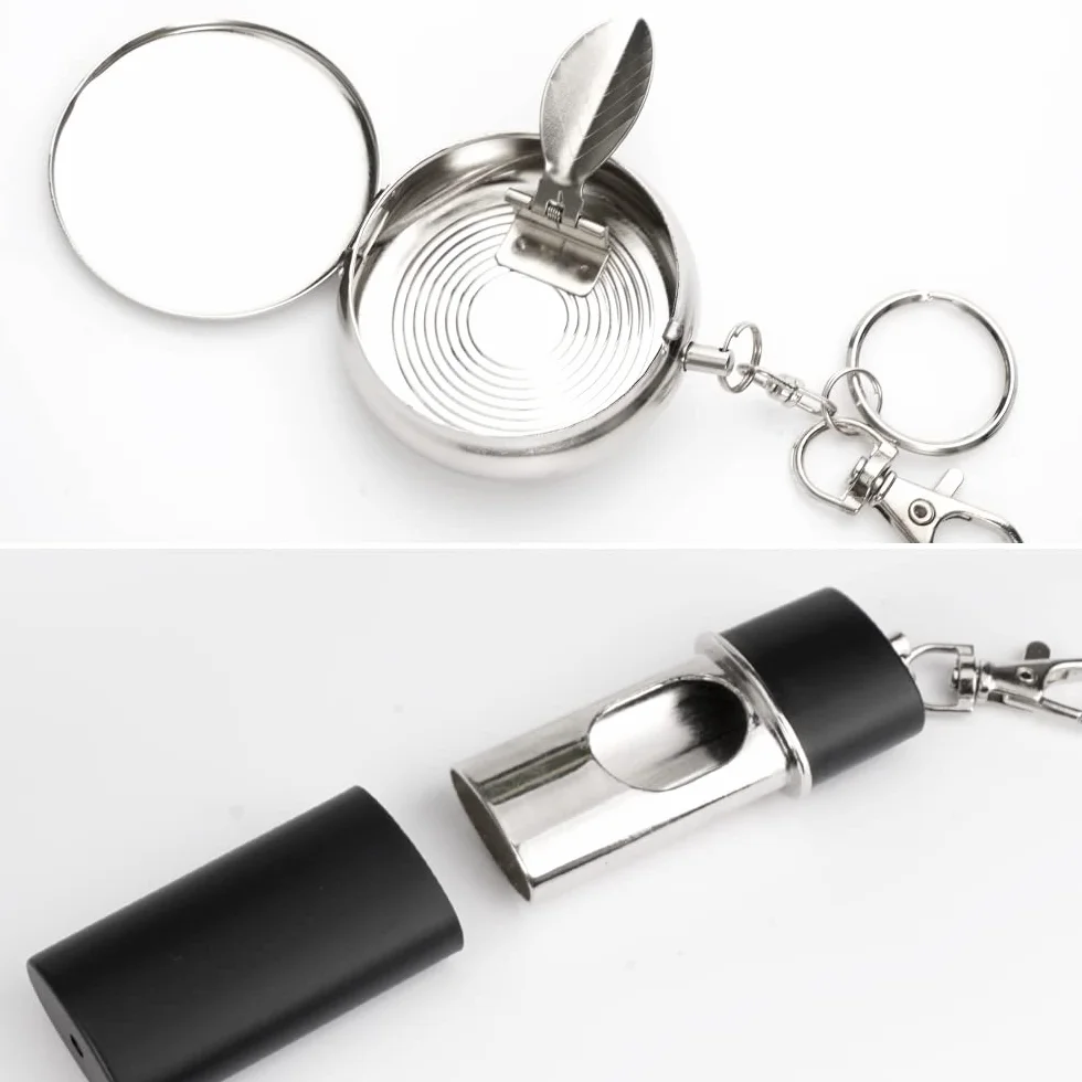 Porte-cendres de Poche Anti Odeurs, Mini Cendrier de Voyage avec Couvercle et Porte-clés, Moderne