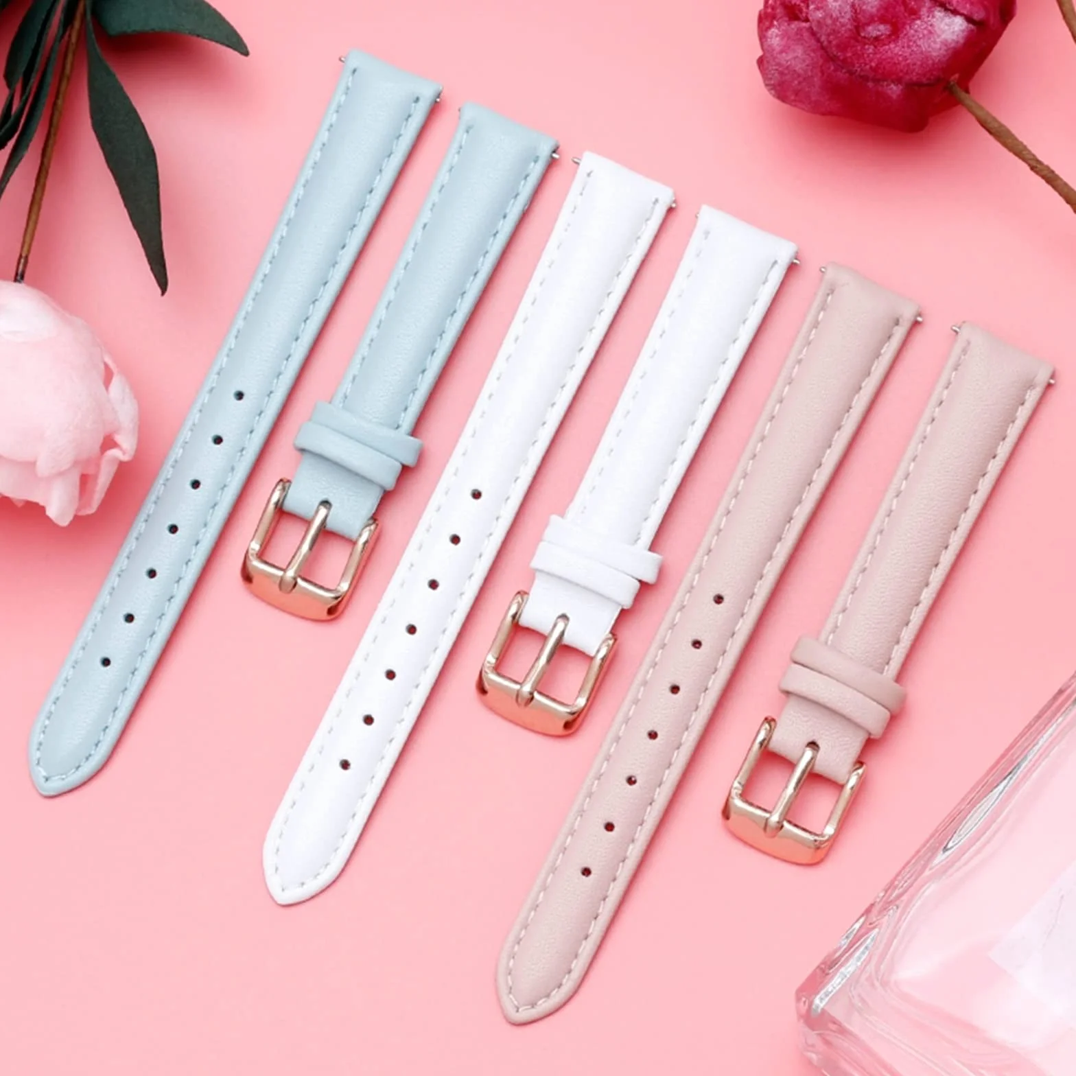 Bracelet de montre en cuir véritable 12mm-20mm pour femme remplacement