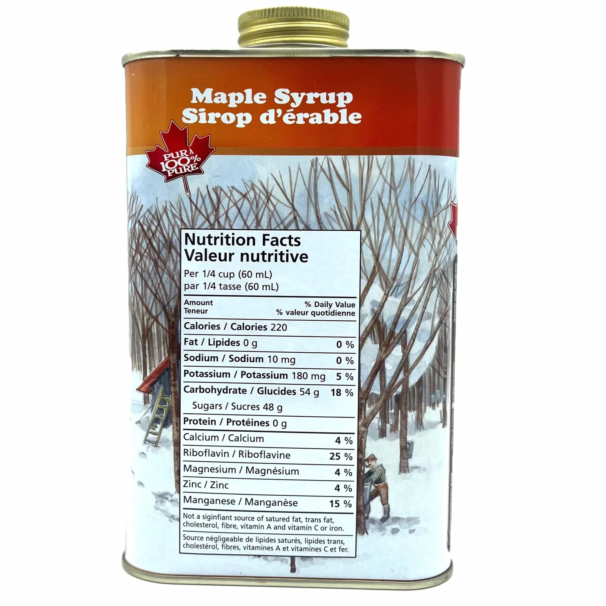 Sirop d'érable du Canada en bidon métal de 500 ml - Au couleurs du Canada - 100% pur - Les Trésors d'érable