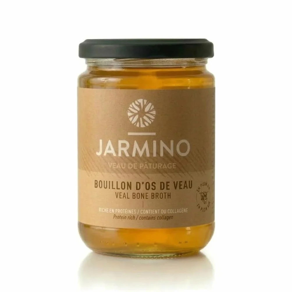 JARMINO Bone broth soupe (4x 350ml) | bouillon d'os de veau | JARMINO | acide hyaluronique, collagène et protéine naturelle | bio